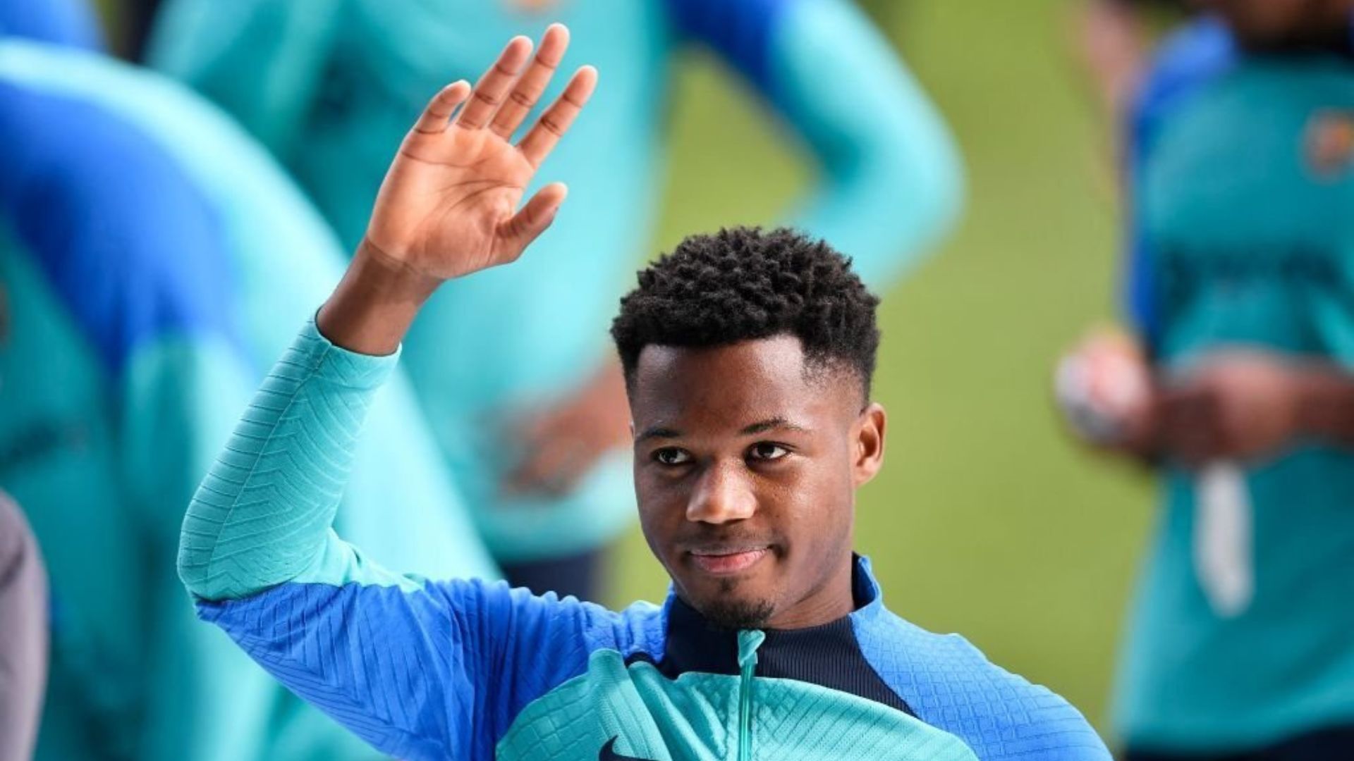 Ansu Fati during Barcelona's training session.
