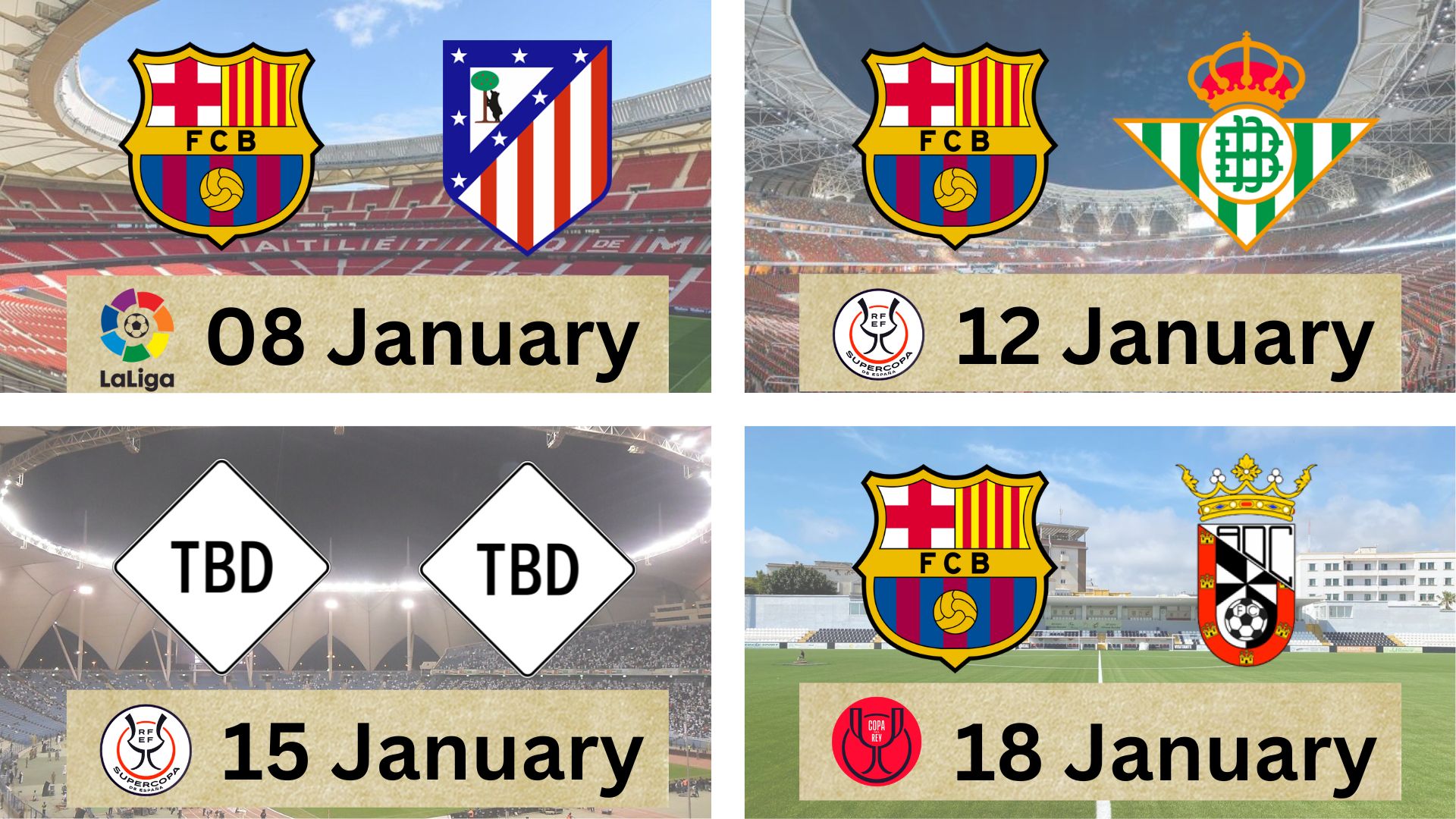 Upcoming schedule of Barcelona in January