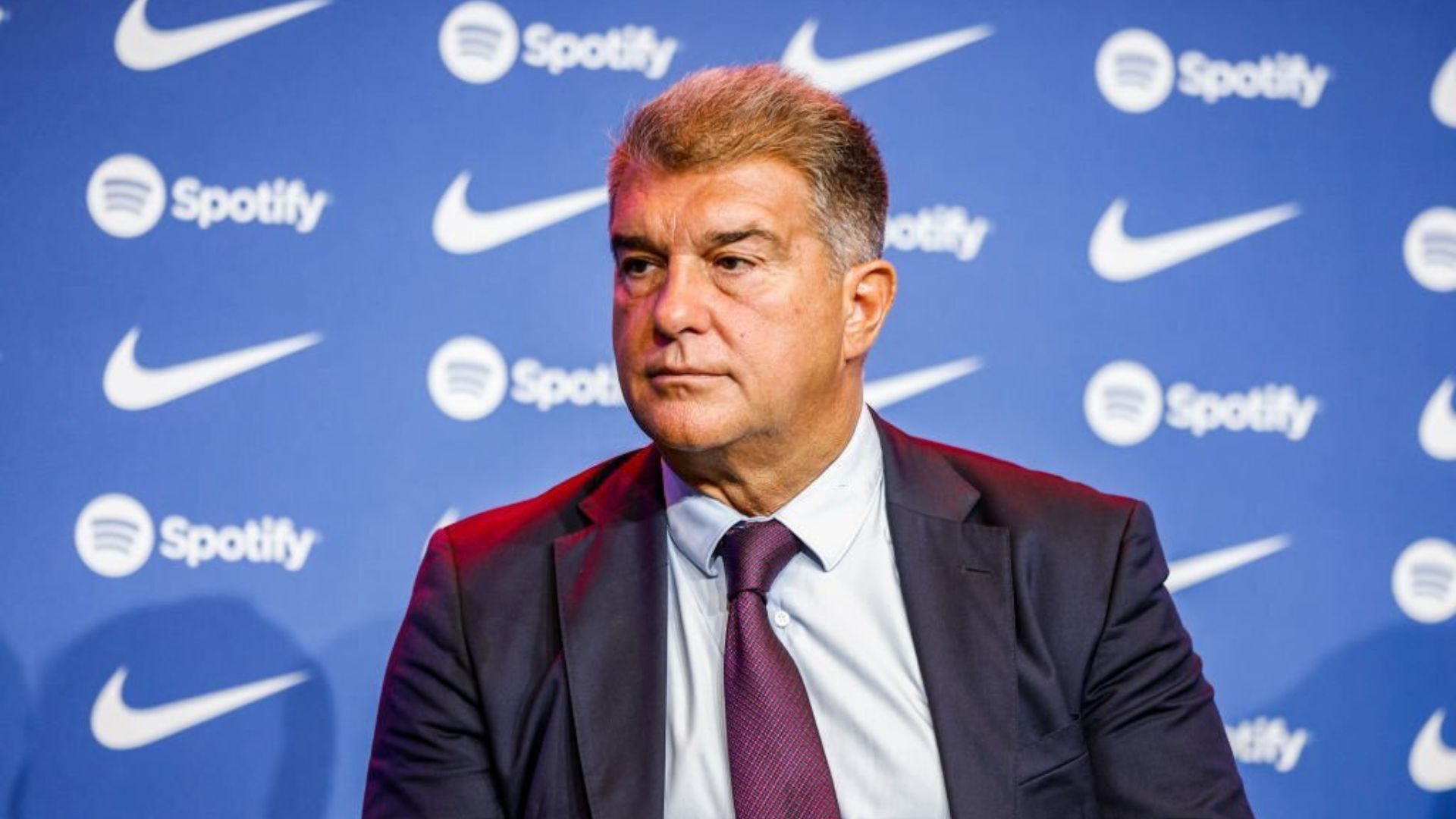 FC Barcelona Joan Laporta president during the presentation ceremony at the Spotify Camp Nou