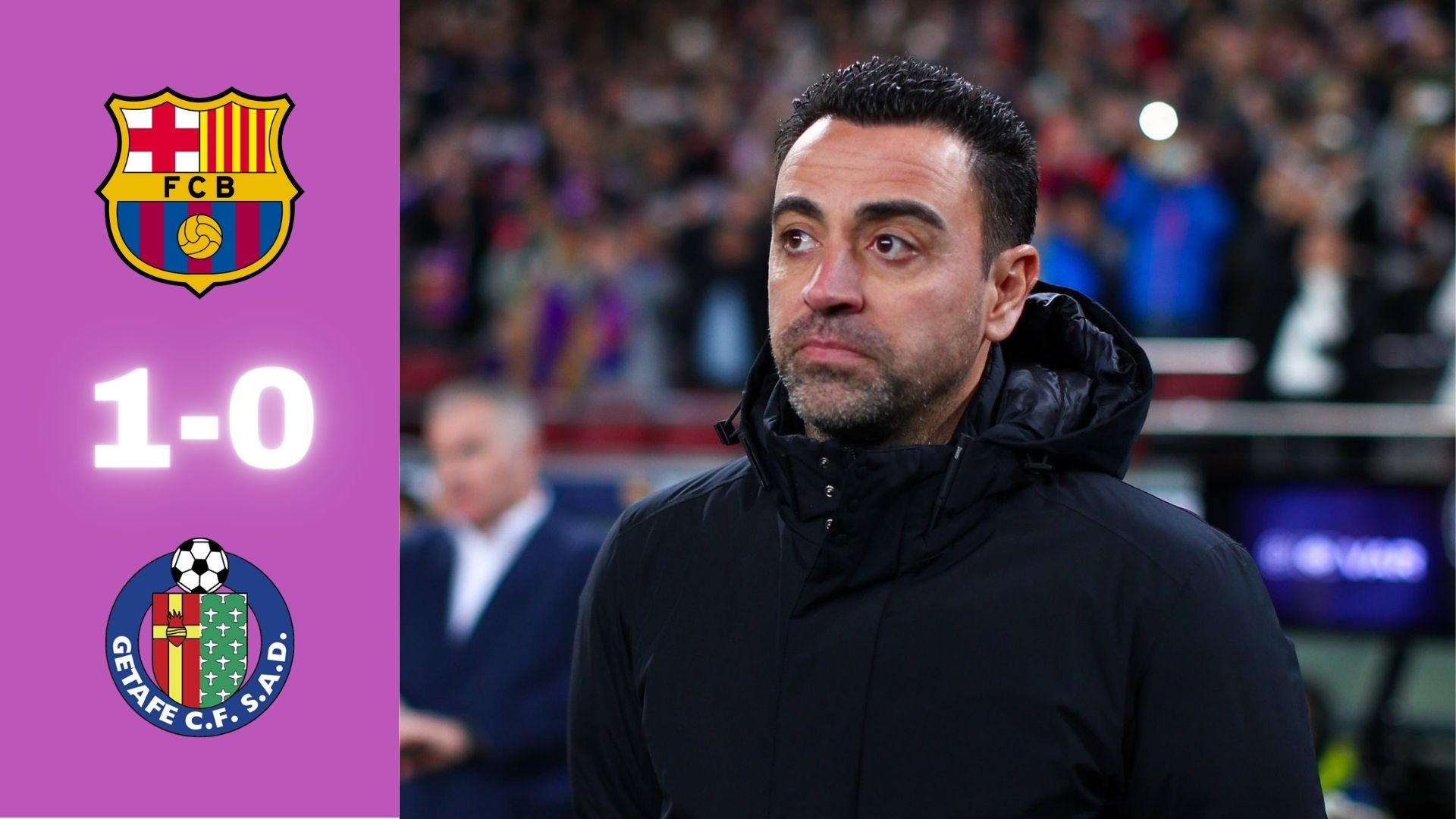 Xavi on the sidelines during the game against Getafe