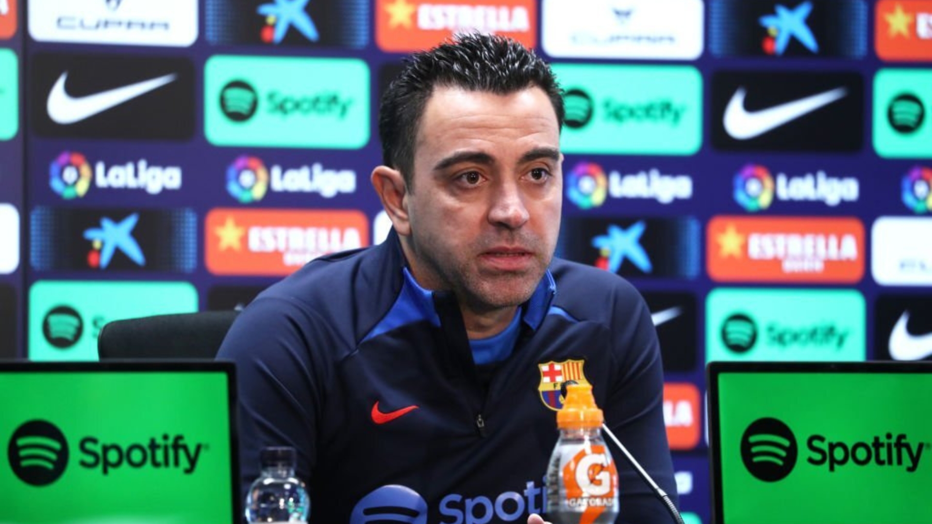 Xavi during a pre-match press conference