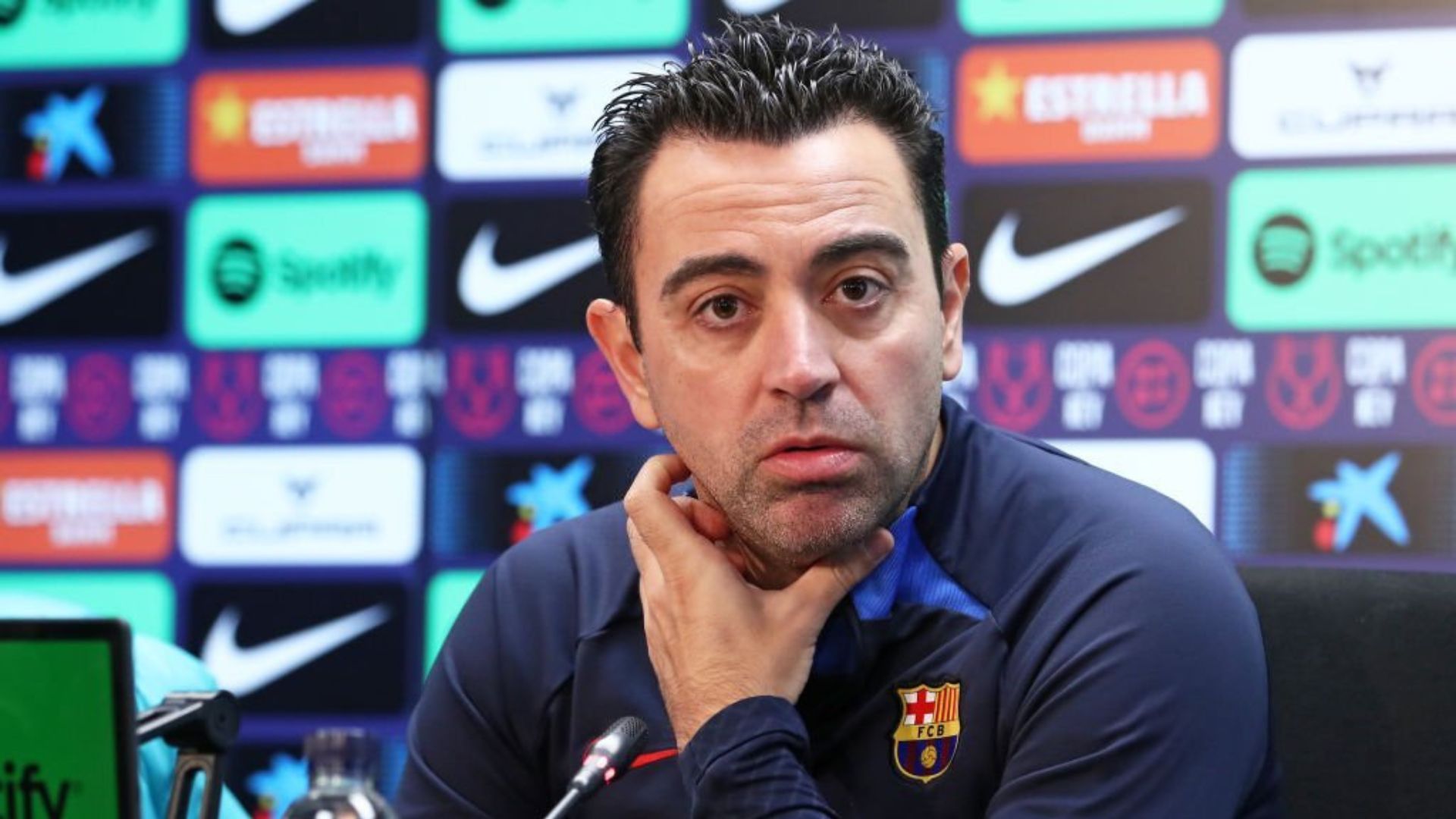 Xavi during the press conference