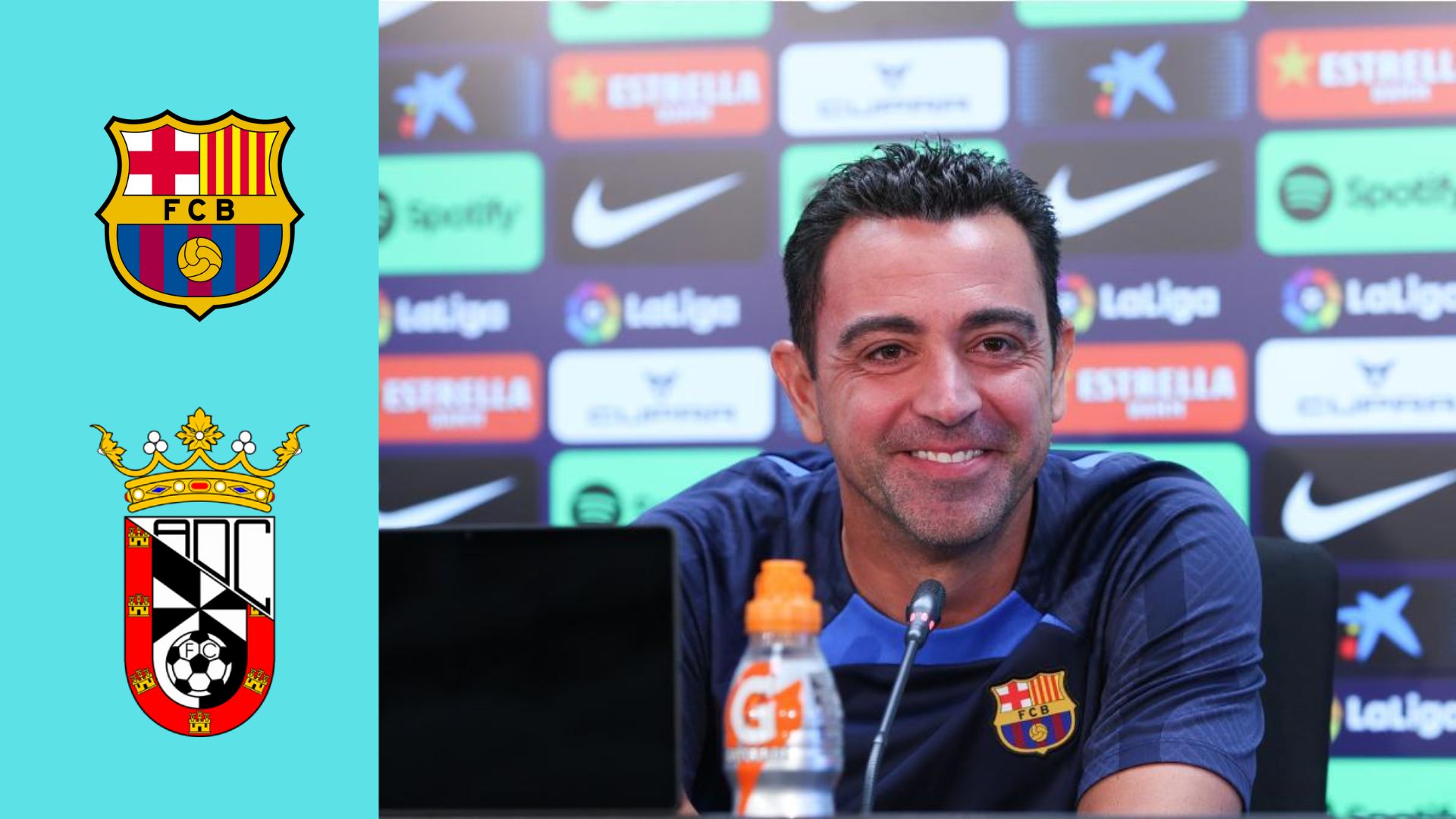 Xavi during the pre-match press conference