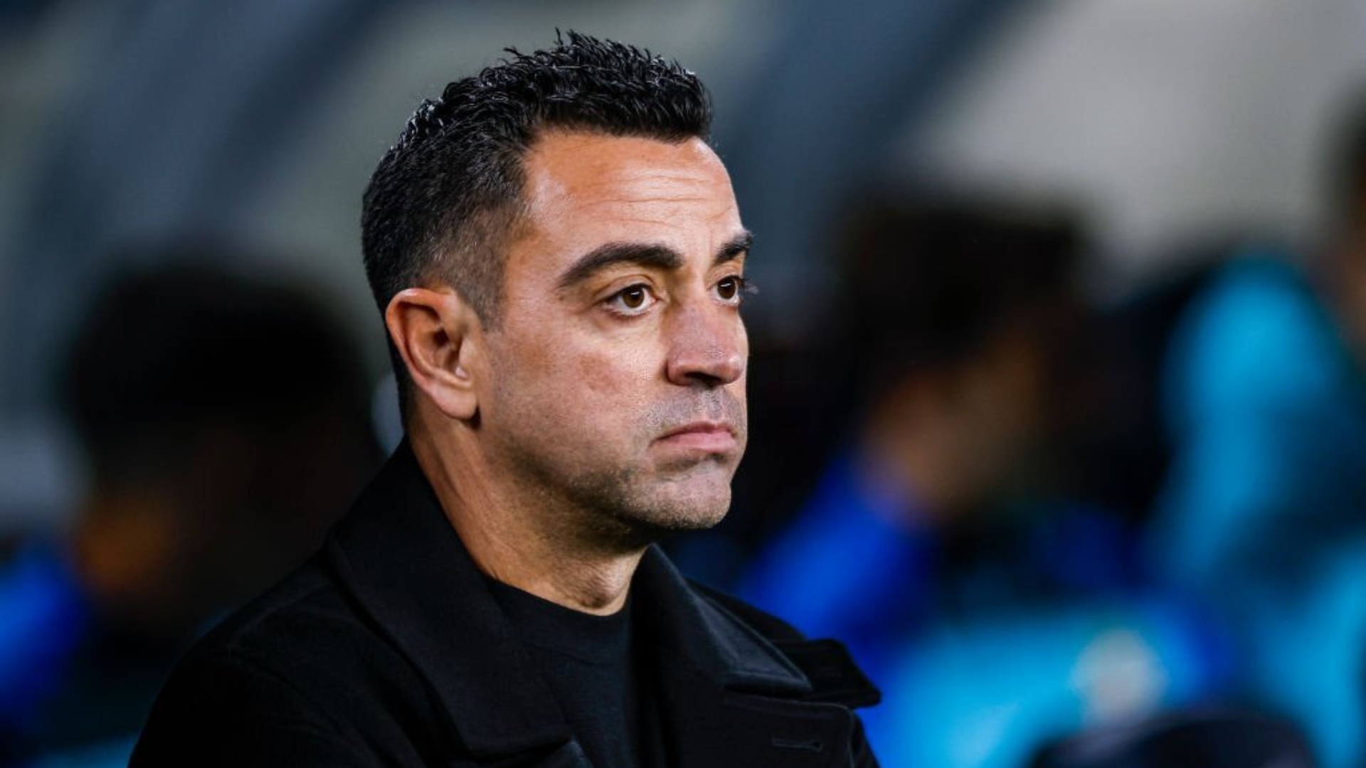 Xavi reacts after the 1-0 win against Girona