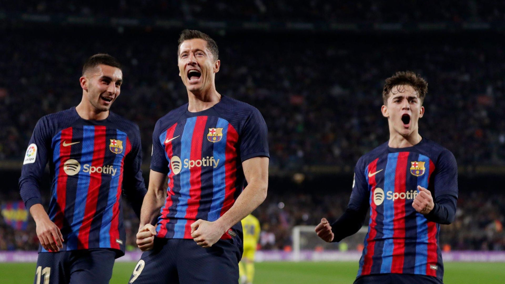 Barcelona players celebrating