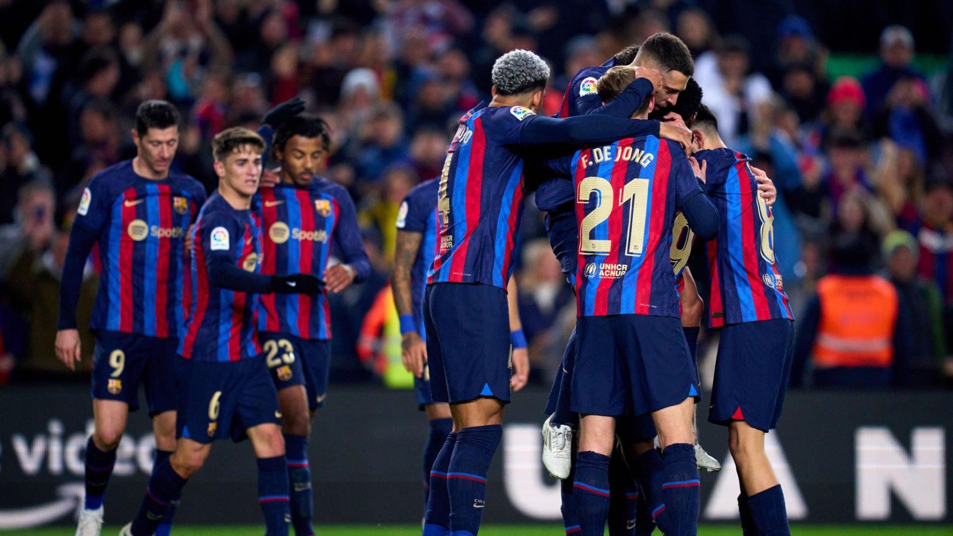 Barcelona players celebrating