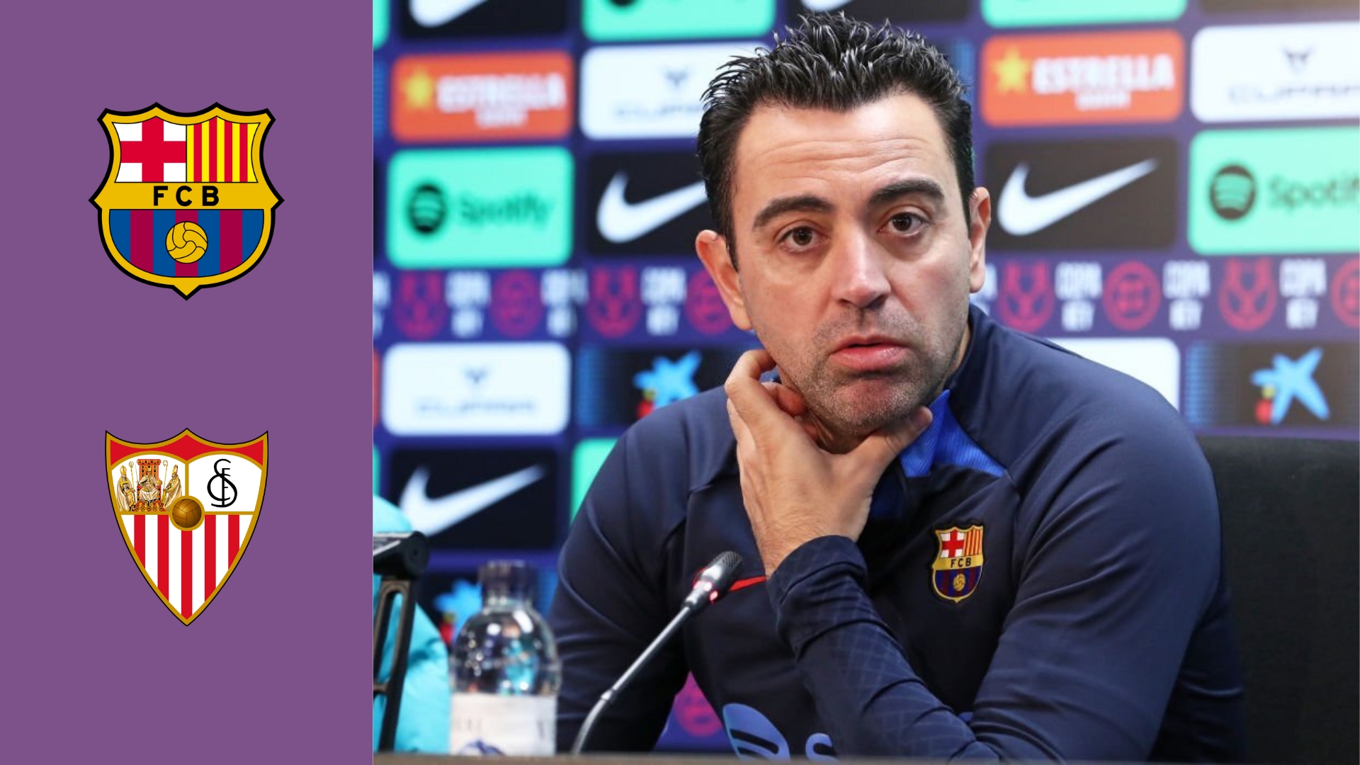 Xavi during the pre-match press conference