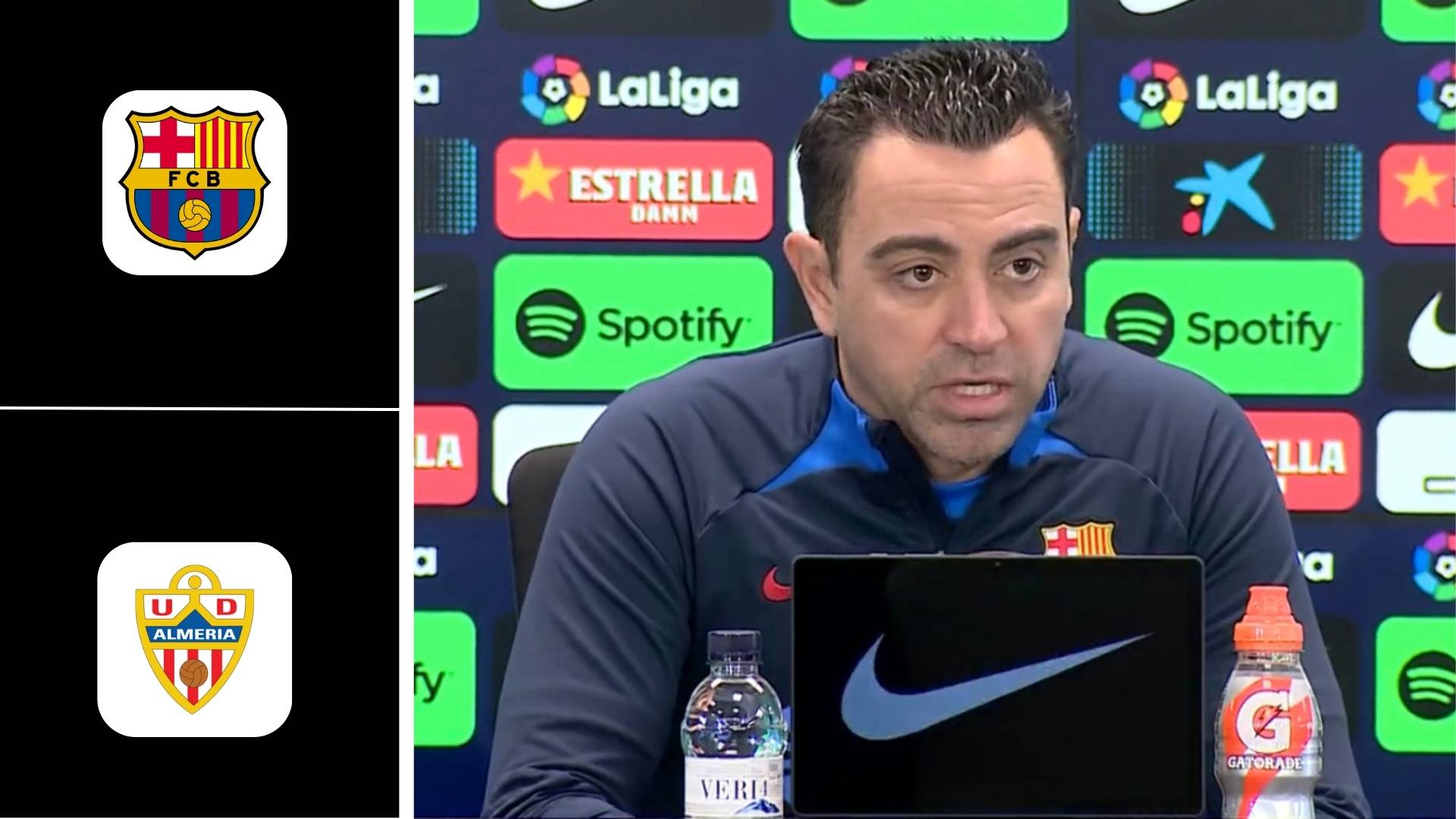Xavi during the pre-match press conference