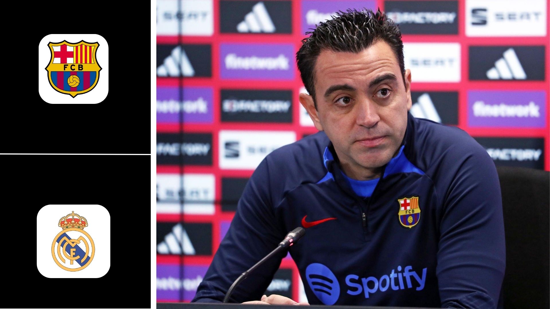 Xavi during the pre-match press conference ahead of Barcelona vs Real Madrid