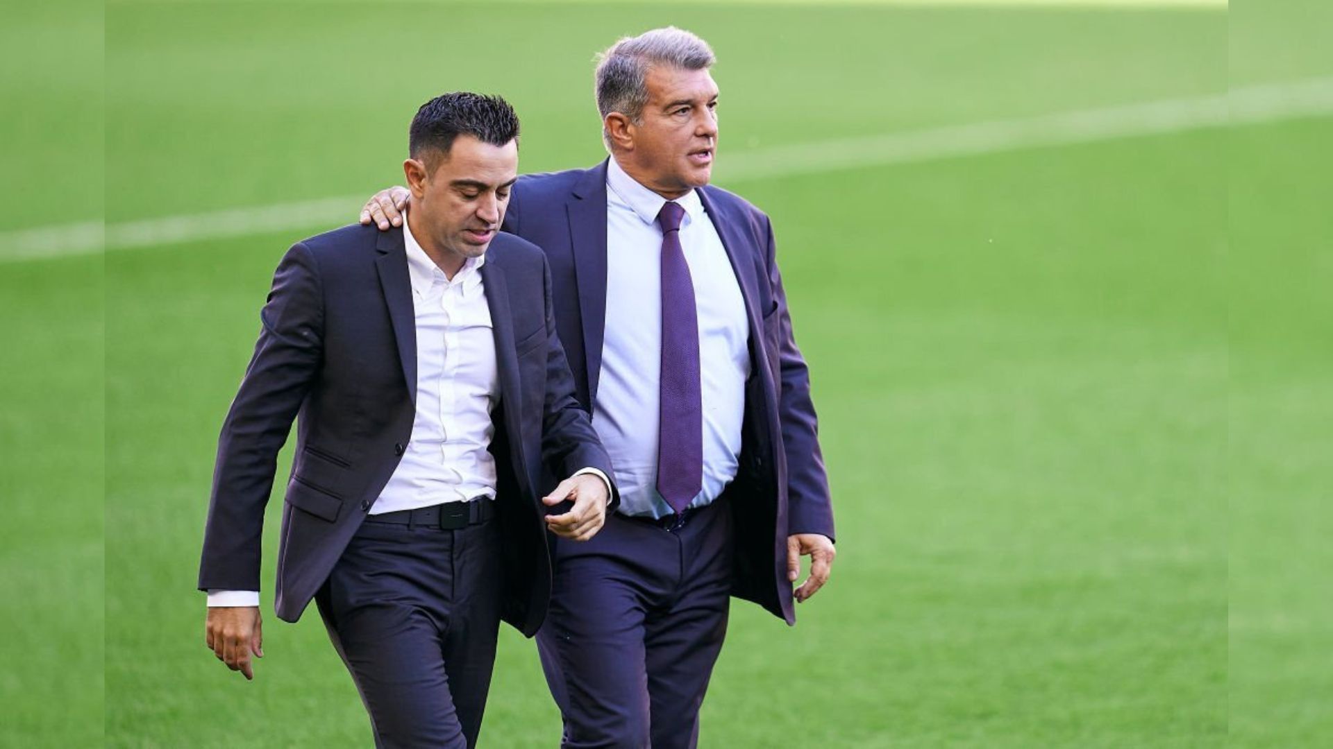 Barcelona president Laporta and head coach Xavi