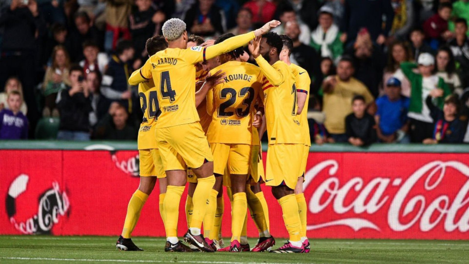Barcelona players celebrating