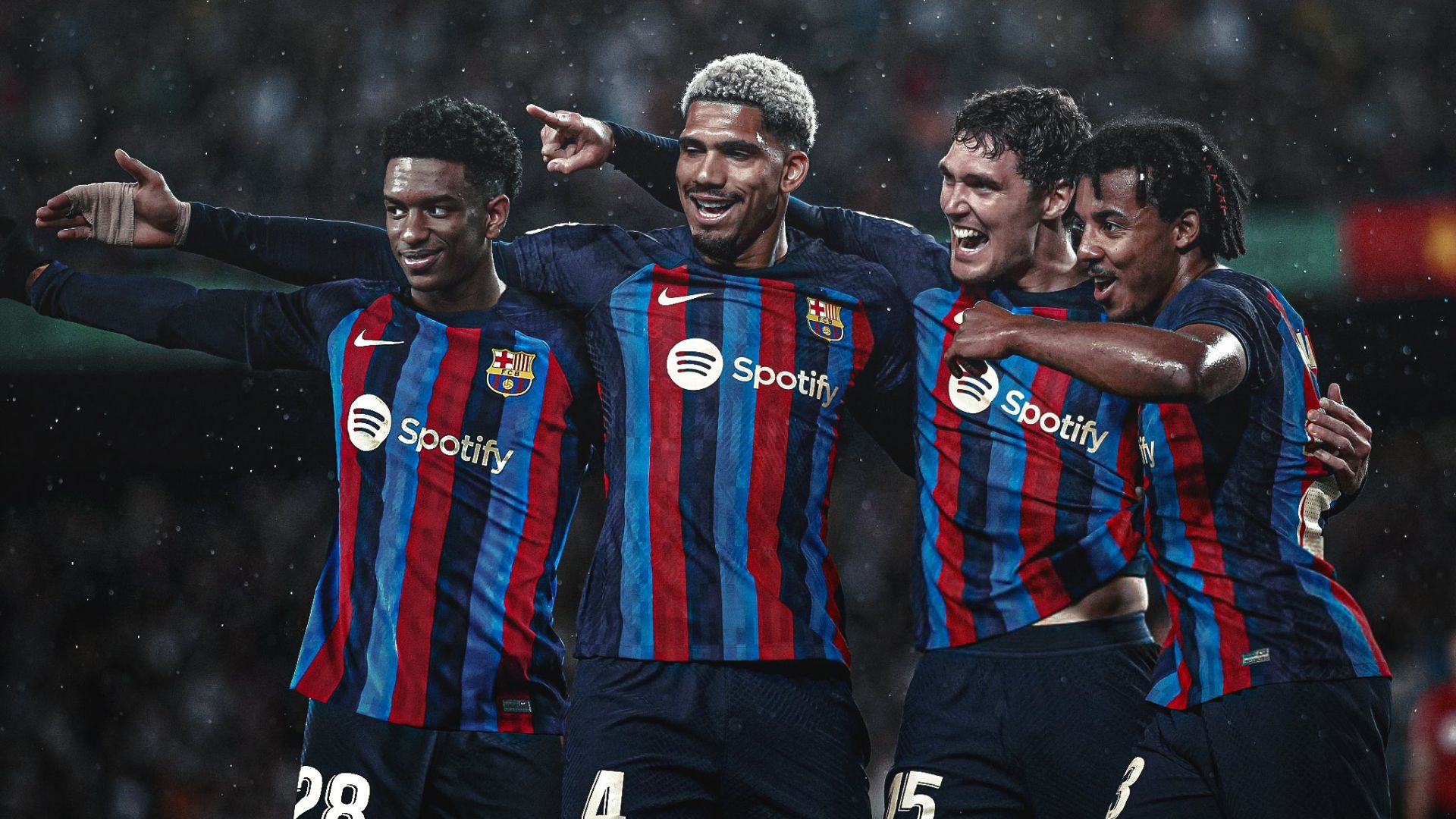 Barcelona defenders Araujo, Kounde, Balde and Christensen