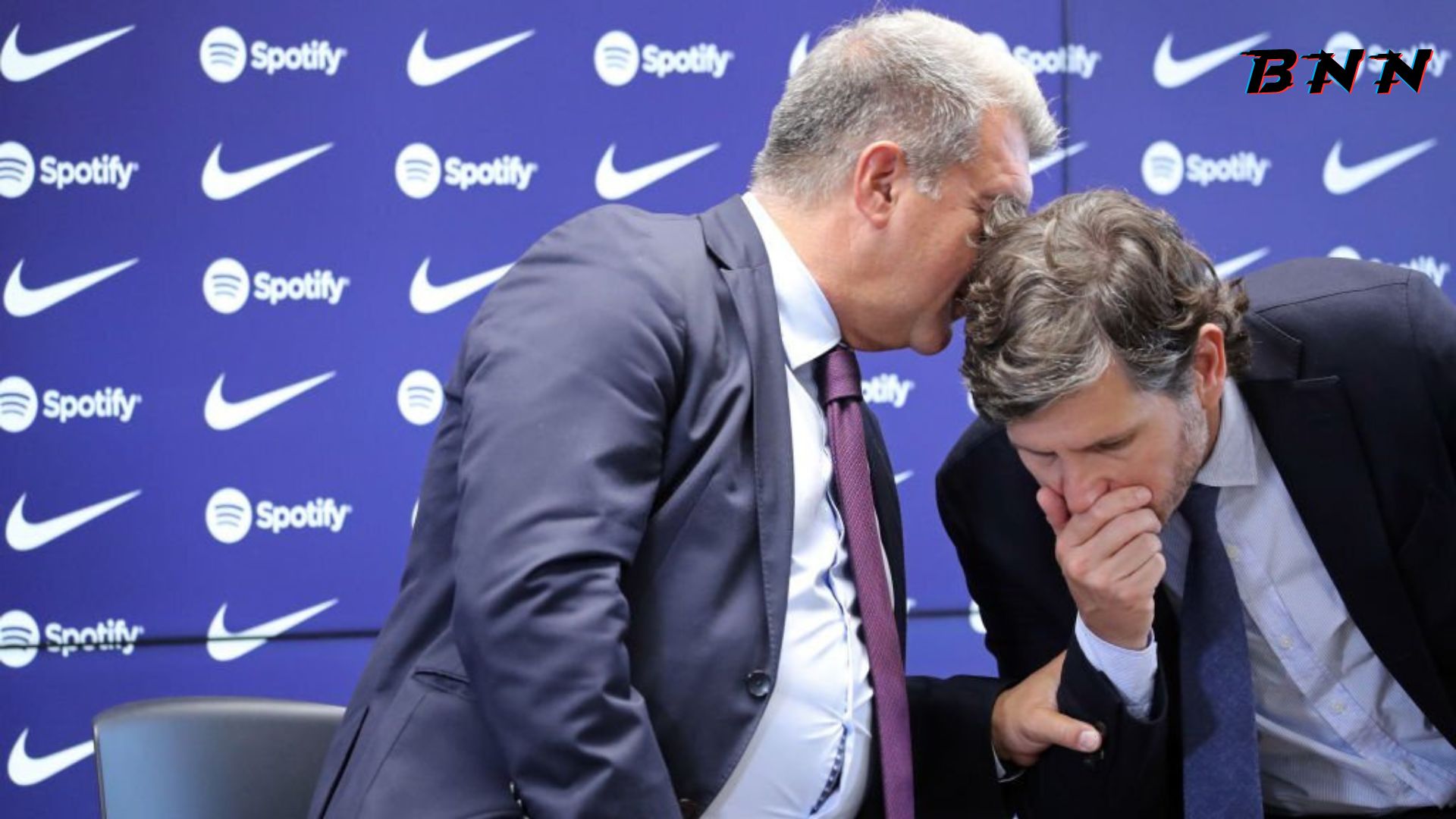 Barcelona president Laporta with Alemany