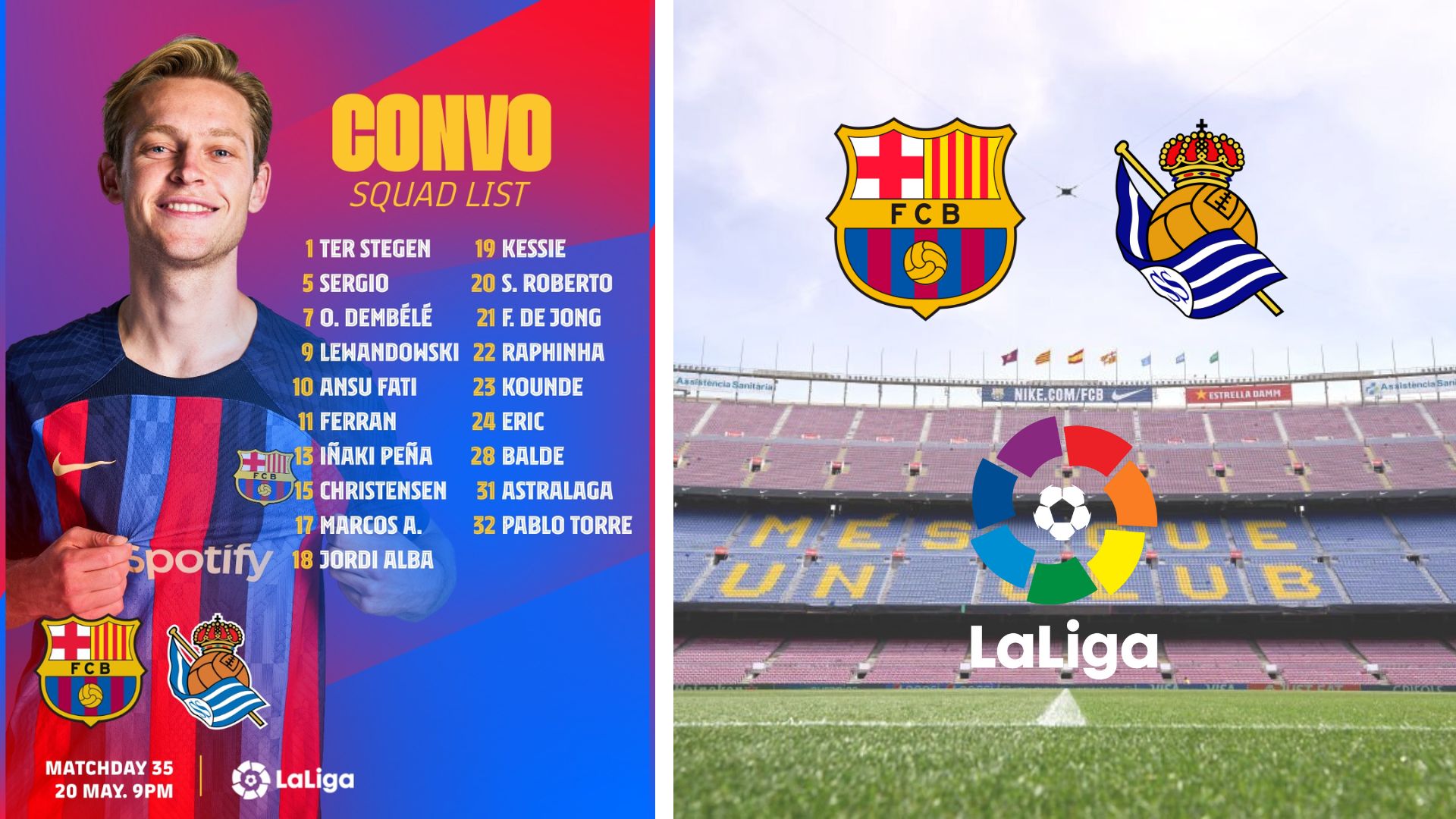 Barcelona squad list for the match against Real Sociedad