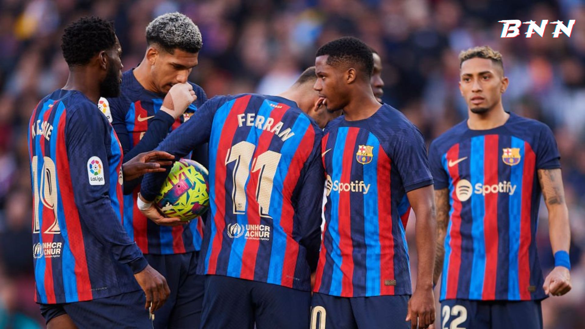 Barcelona players celebrating