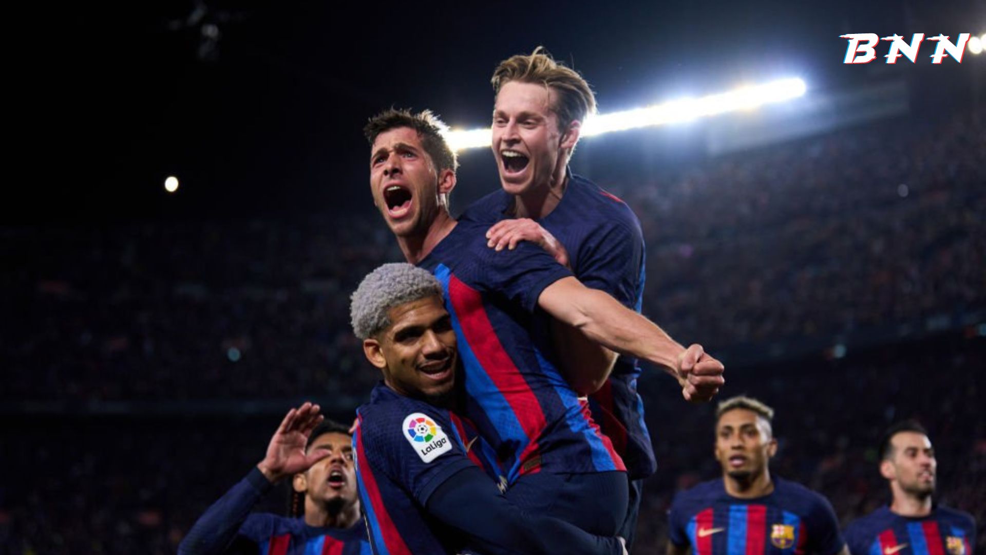 Barcelona players celebrating