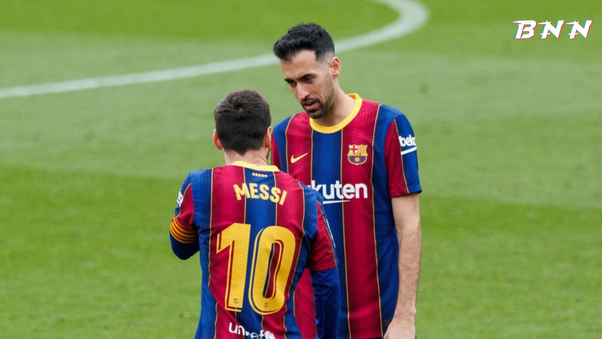 Barcelona legends Messi and Busquets