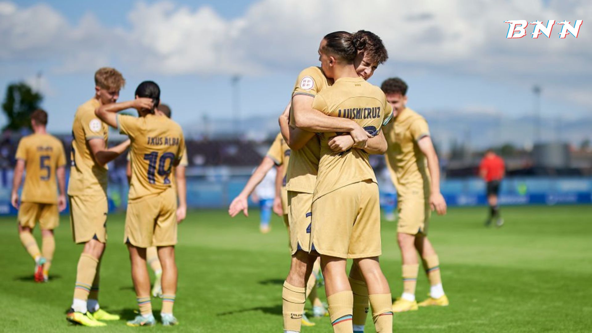 Barcelona B players celebrating