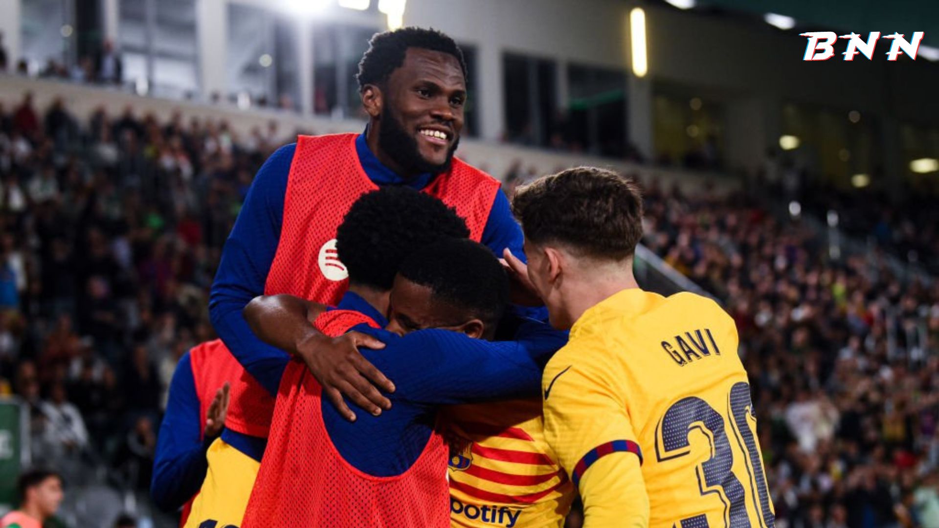 Barcelona players celebrating