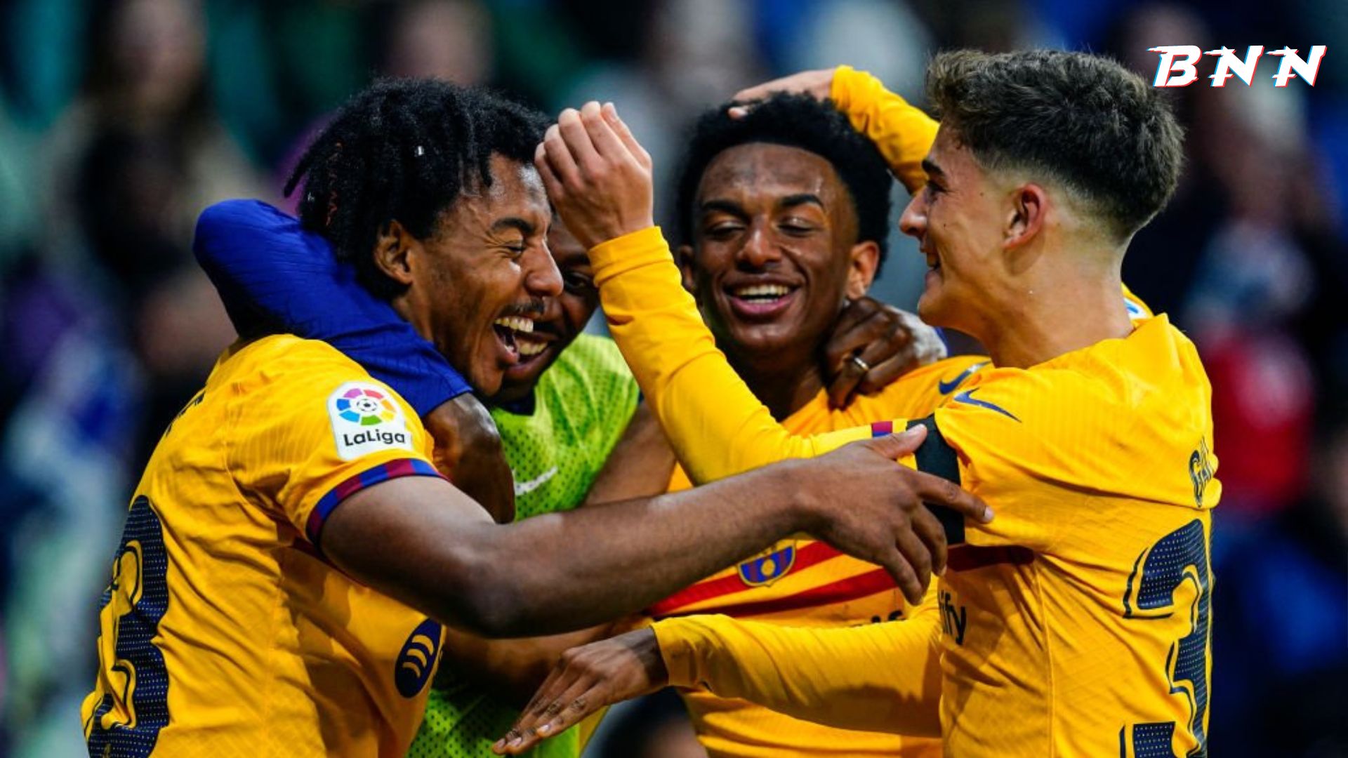 Barcelona players celebrating