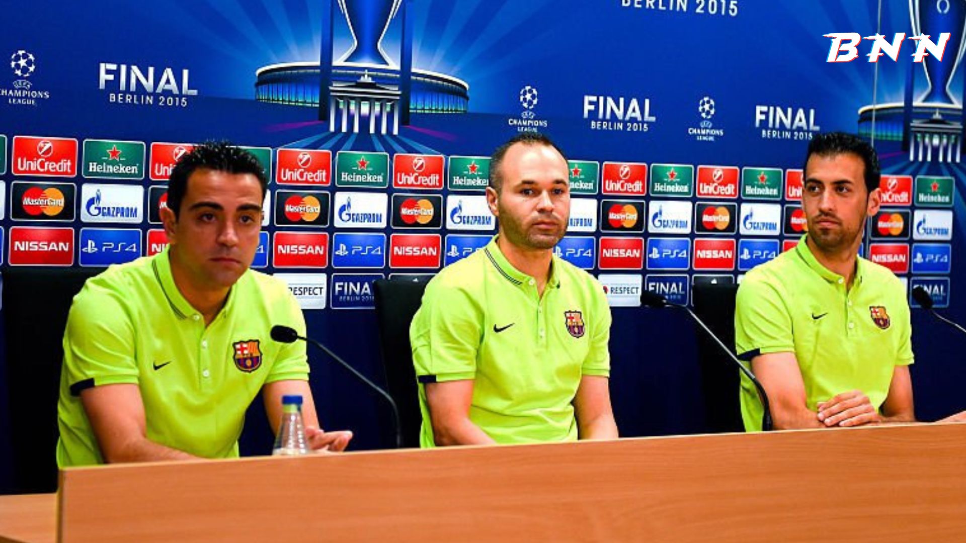 Barcelona legends Xavi, Iniesta and Busquets