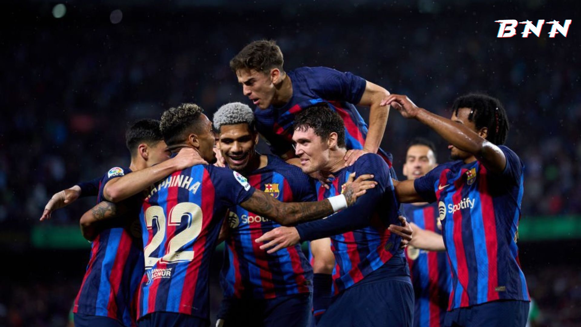 FC Barcelona players celebrating