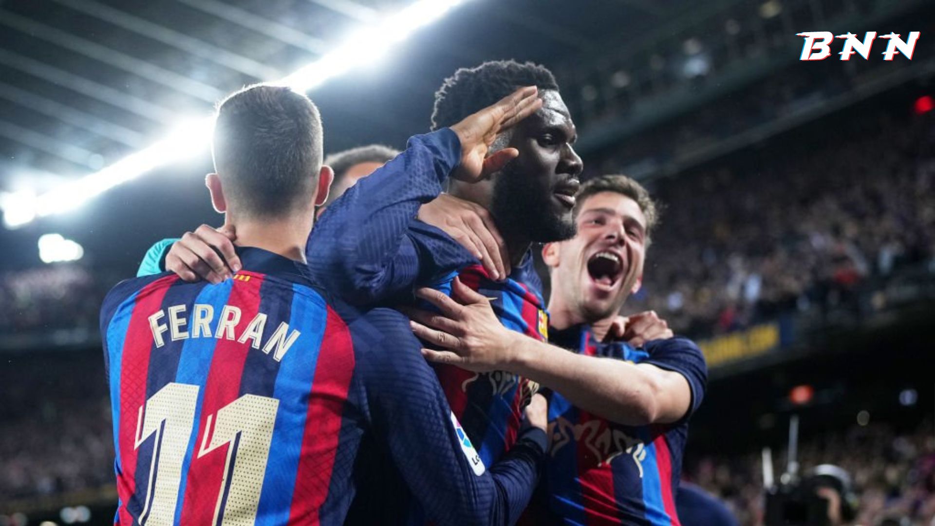 Barcelona players celebrating