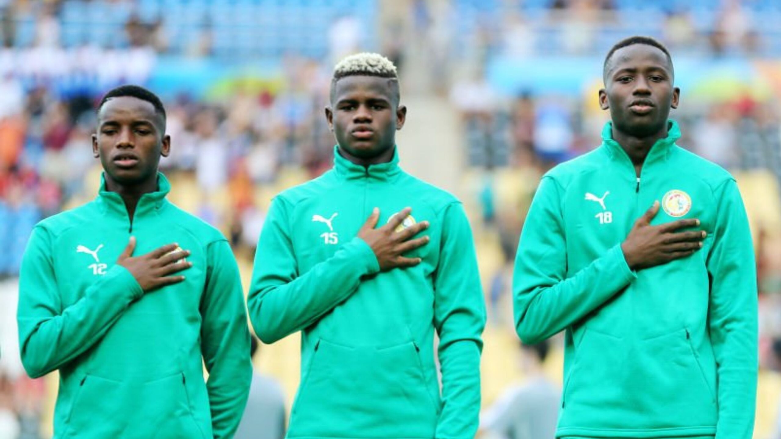 Barcelona defender Mikayil Faye with his national team teammates