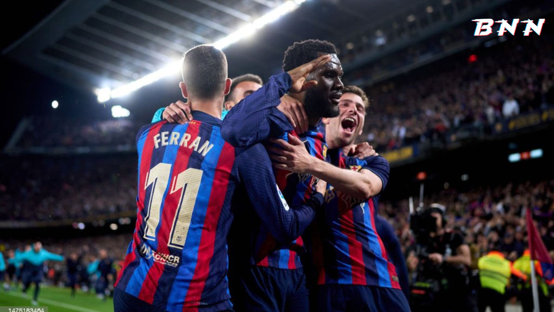 Barcelona players celebrating