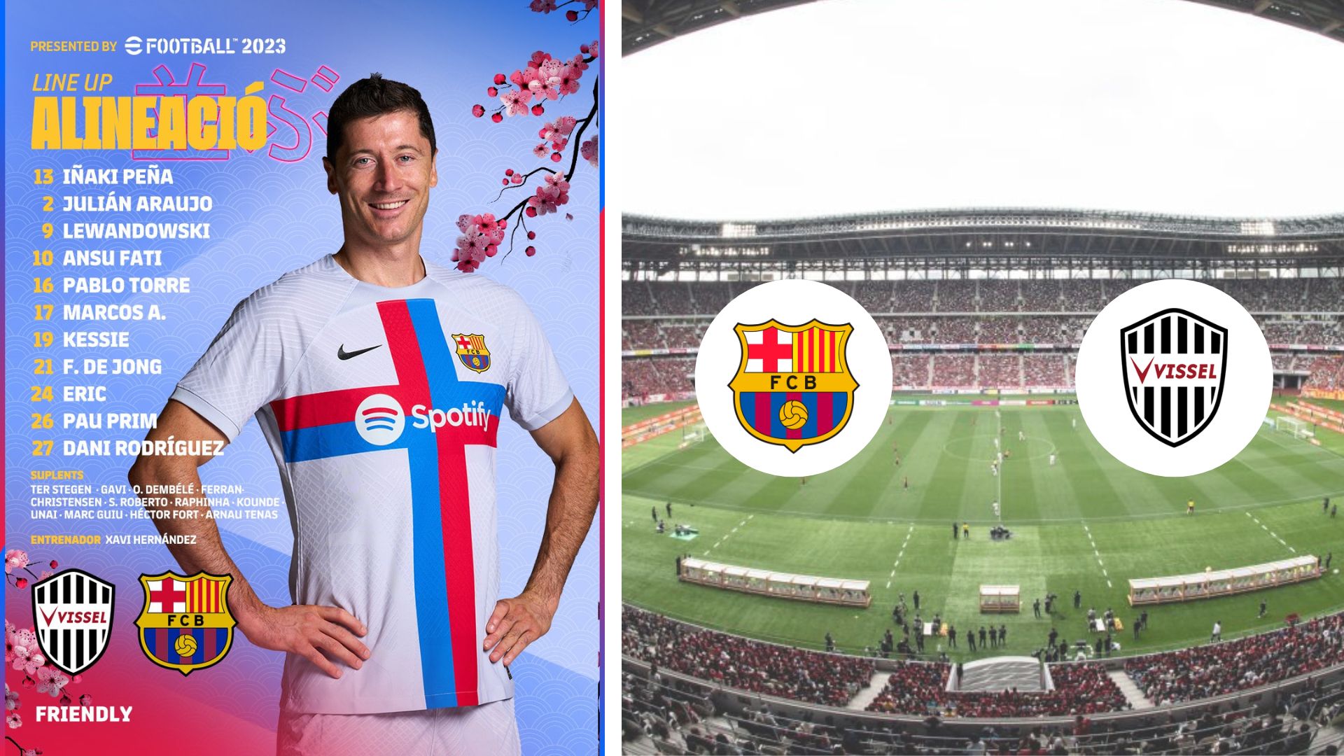 Barcelona line up against Vissel Kobe