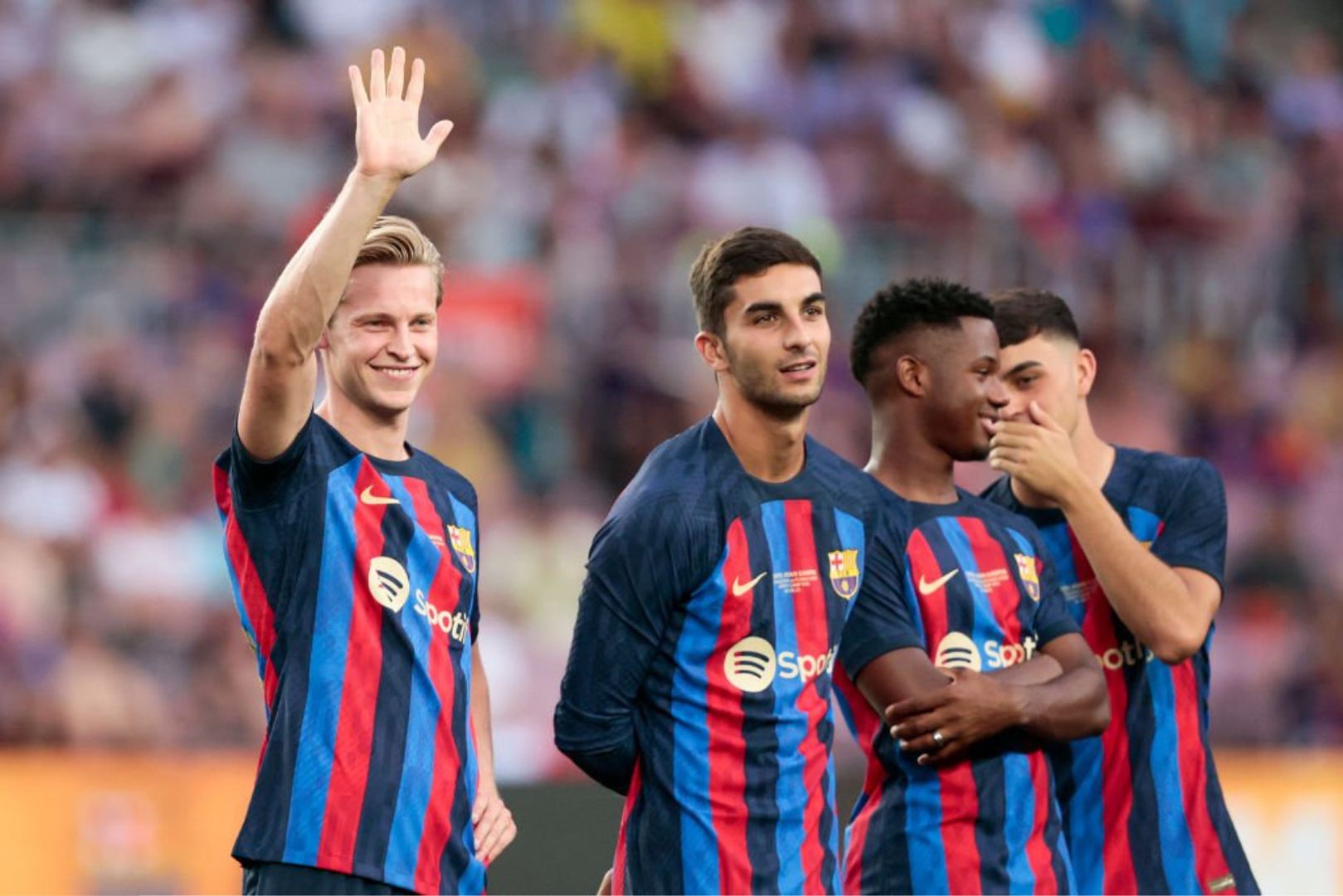 Barcelona players celebrating