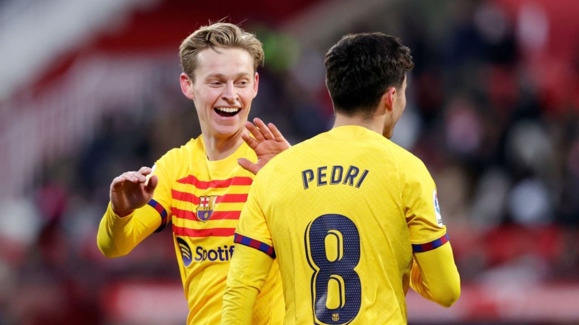 Barcelona midfielders Frenkie de Jong and Pedri