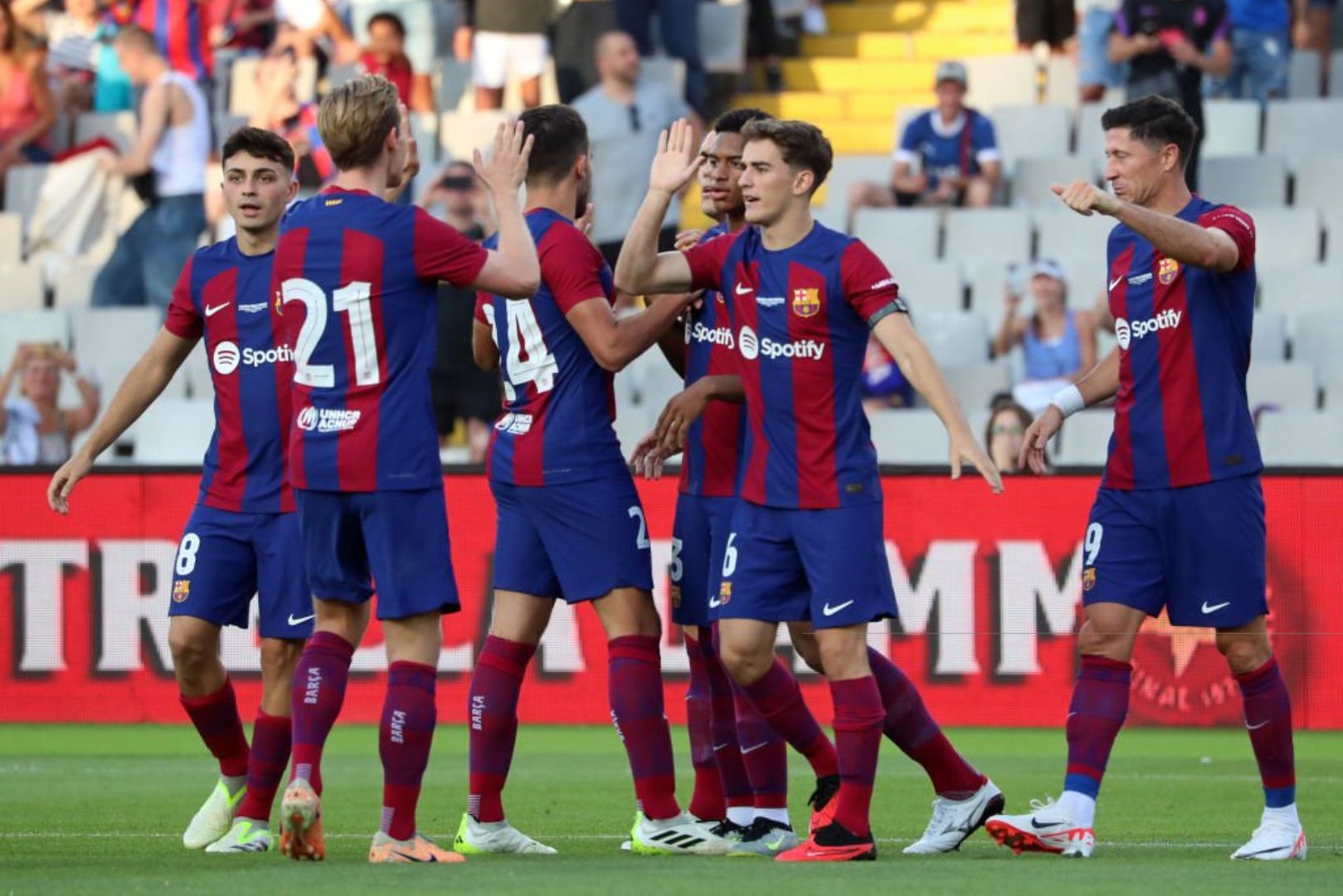 Barcelona players celebrating