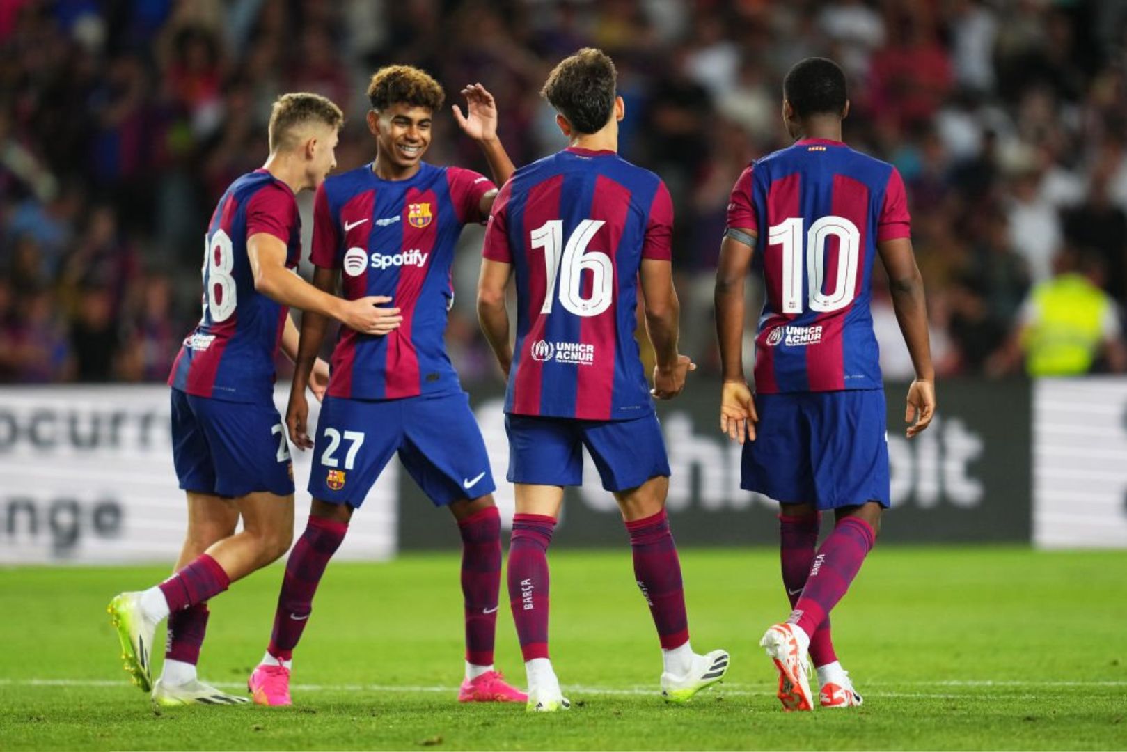 Barcelona players celebrating