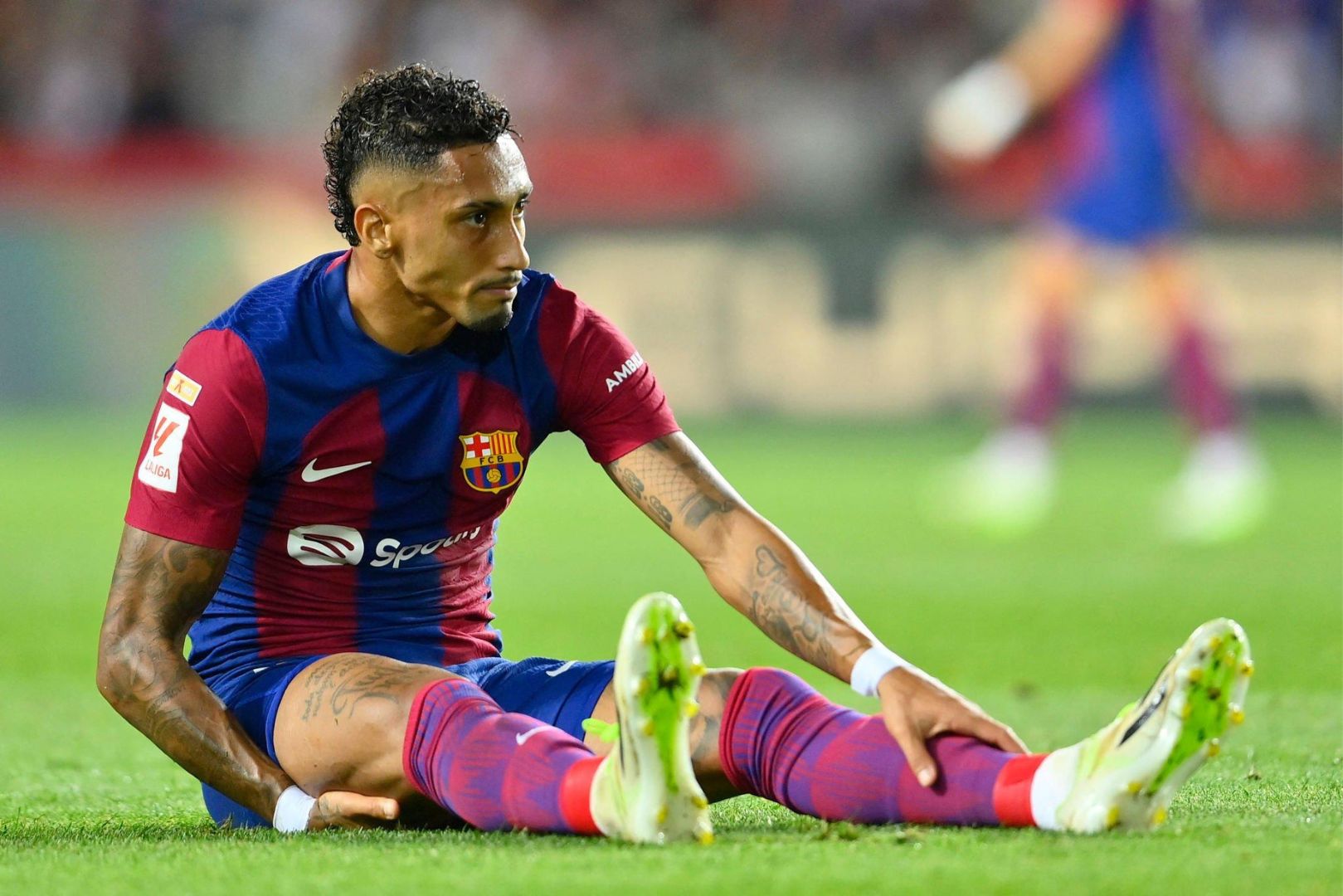 Barcelona winger Raphinha during the game against Sevilla