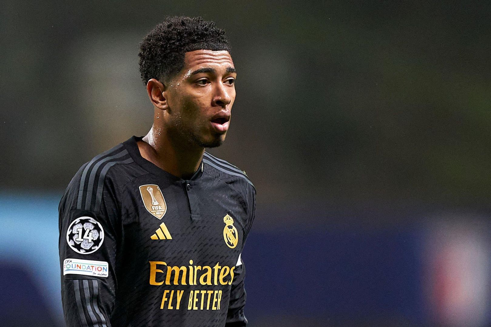 BRAGA, PORTUGAL - OCTOBER 24: Jude Bellingham of Real Madrid looks on during the UEFA Champions League match between SC Braga and Real Madrid at Estadio Municipal de Braga on October 24, 2023 in Braga, Portugal.