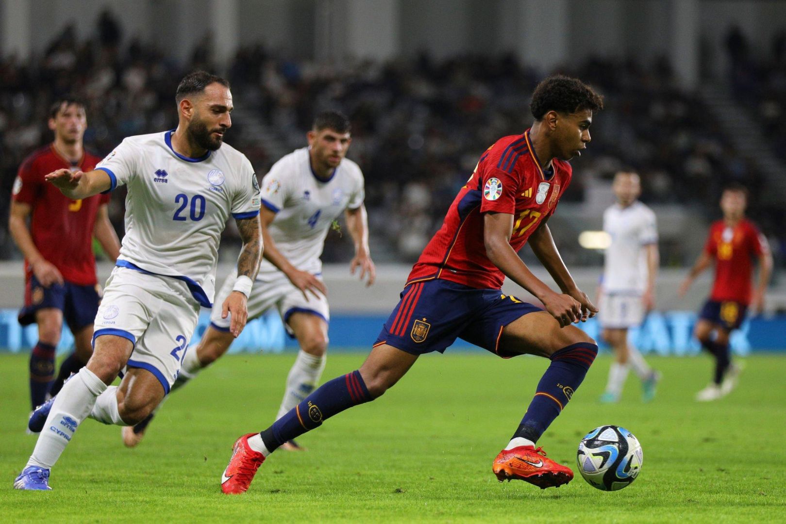 Barcelona winger Lamine Yamal with Spain NT