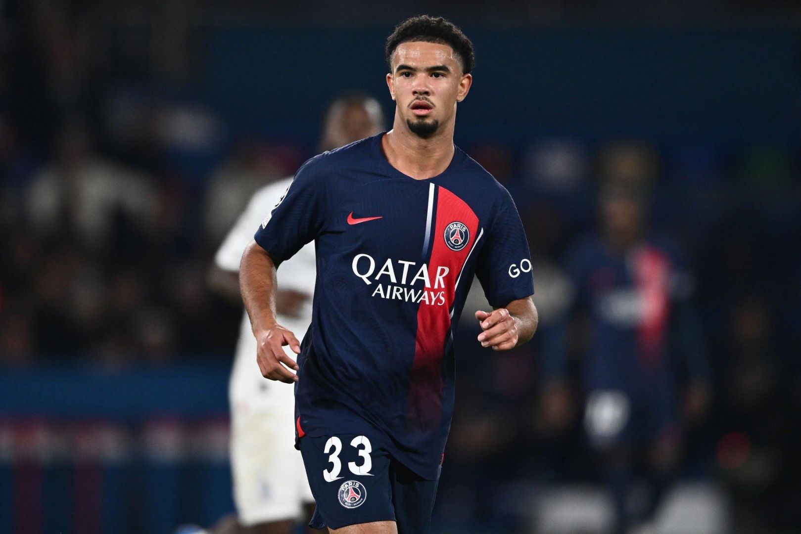 Warren Zaïre-Emery of PSG during the UEFA Champions League match between Paris Saint-Germain and AC Milan at Parc des Princes on October 25, 2023 in Paris, France.