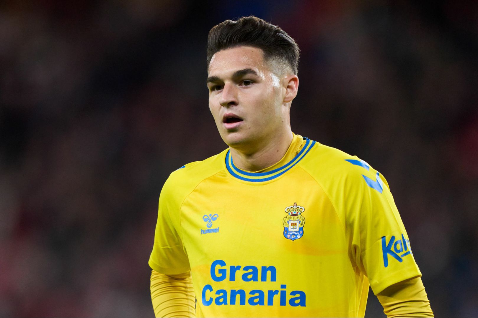 Mika Marmol of UD Las Palmas looks on during the LaLiga EA Sports match between Athletic Bilbao and UD Las Palmas at Estadio de San Mames on December 20, 2023 in Bilbao, Spain.
