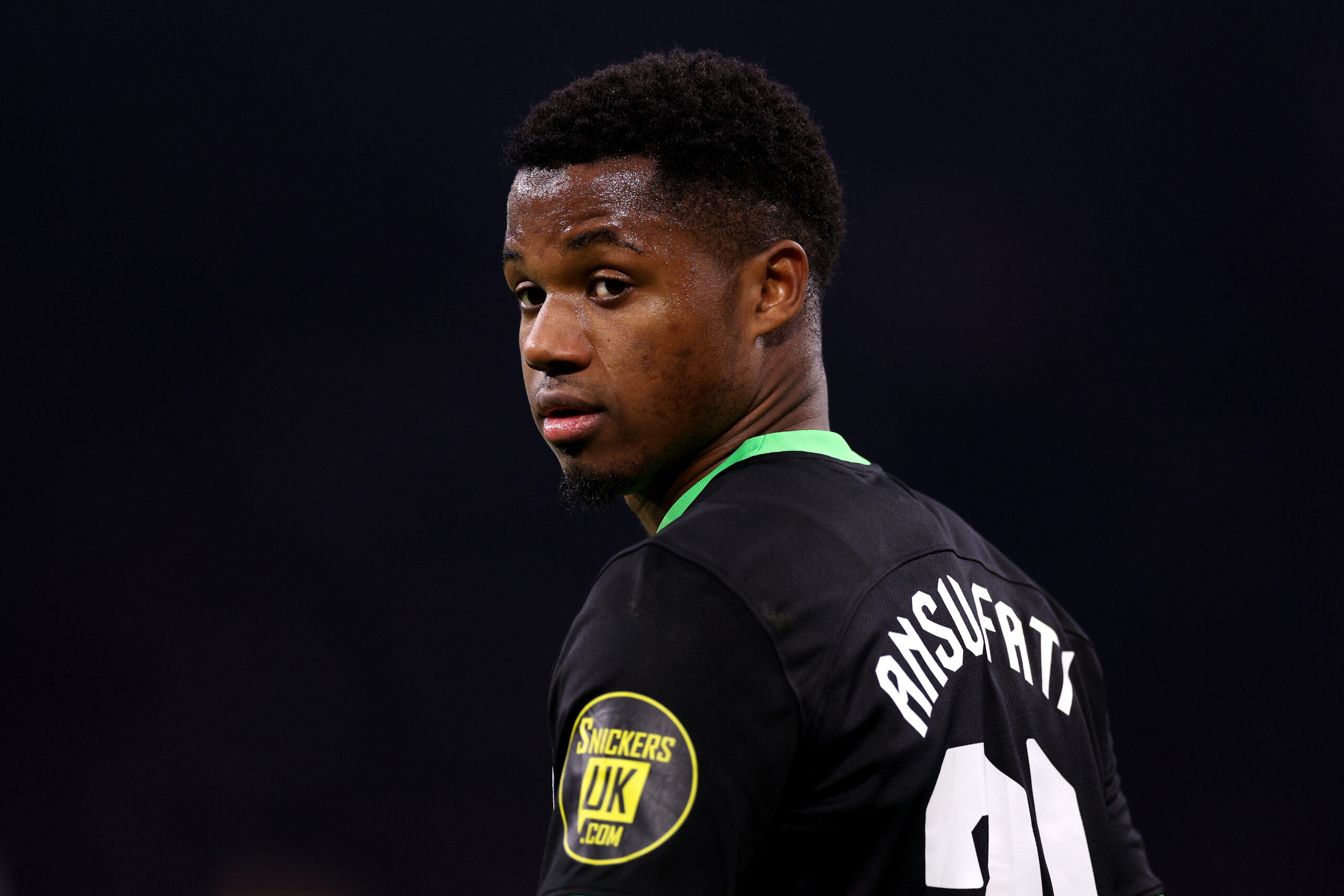 AMSTERDAM, NETHERLANDS - NOVEMBER 09: Ansu Fati of Brighton & Hove Albion looks on during the UEFA Europa League 2023/24 match between AFC Ajax and Brighton & Hove Albion at Johan Cruijff Arena on November 09, 2023 in Amsterdam, Netherlands.