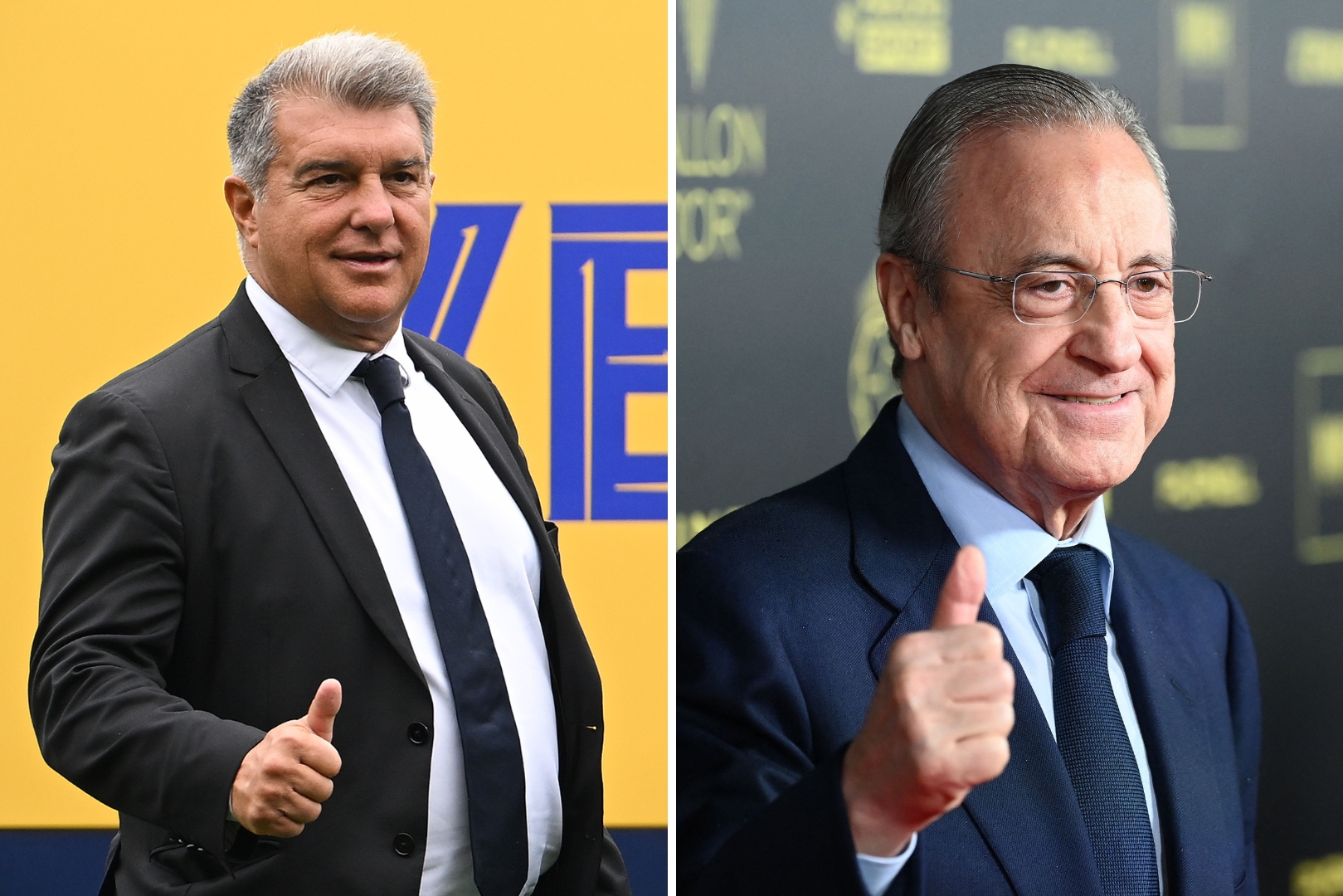 Barcelona president Joan Laporta and Real Madrid president Florentino Pérez.