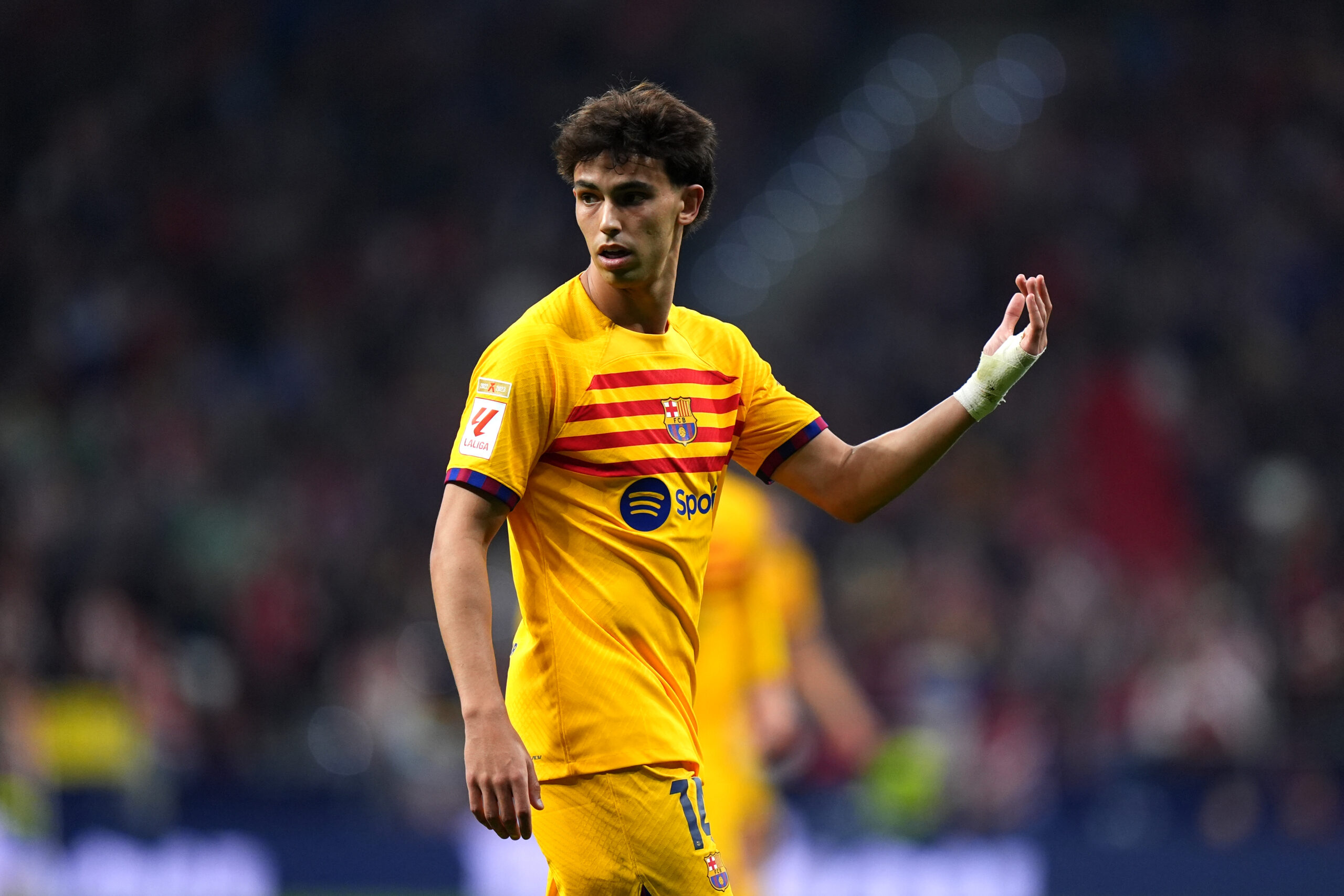 MADRID, SPAIN - MARCH 17: Joao Felix of FC Barcelona looks on during the LaLiga EA Sports match between Atletico Madrid and FC Barcelona at Civitas Metropolitano Stadium on March 17, 2024 in Madrid, Spain.