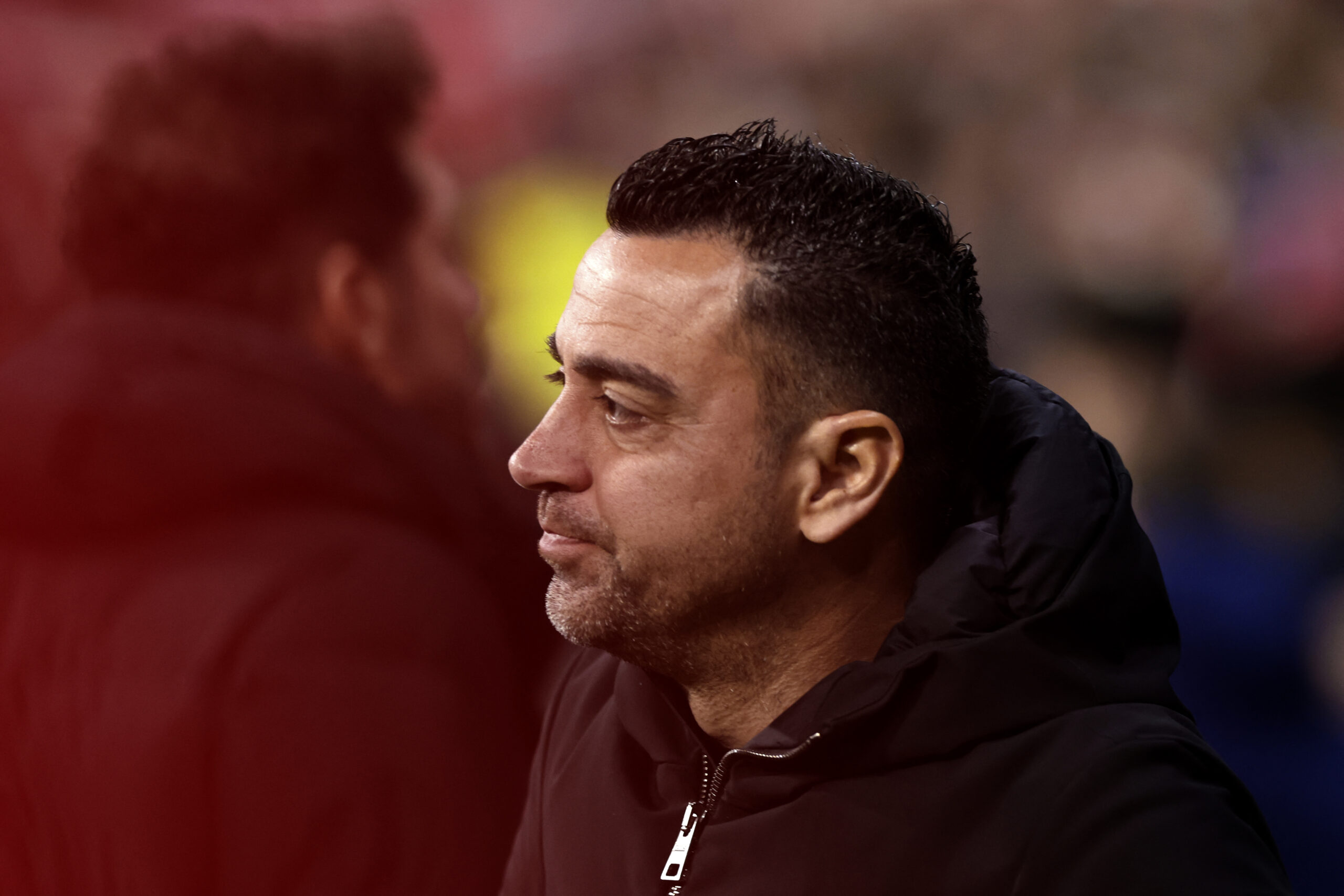 Barcelona's Spanish coach Xavi is pictured before the Spanish league football match between Club Atletico de Madrid and FC Barcelona at the Metropolitano stadium in Madrid on March 17, 2024.