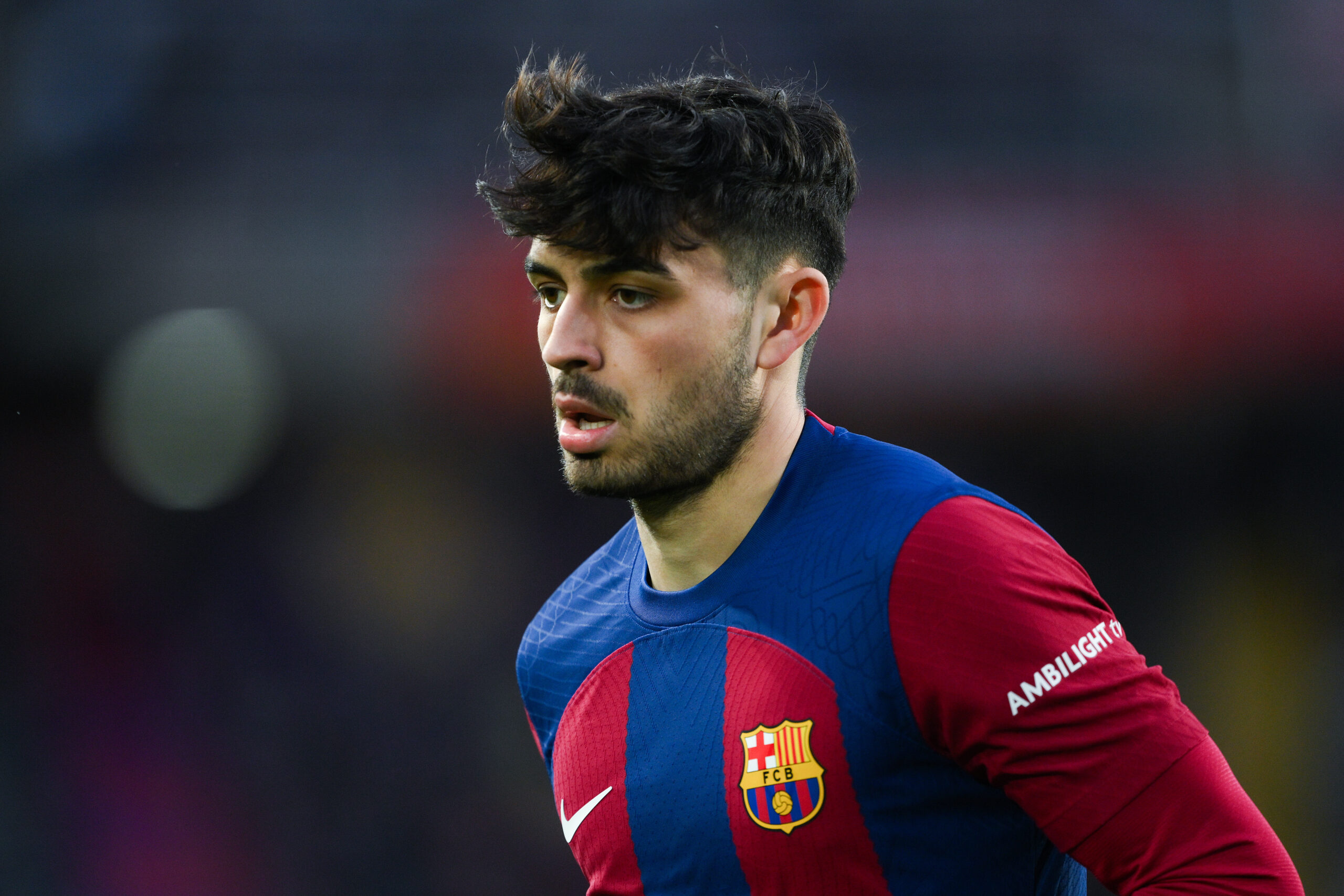 BARCELONA, SPAIN - FEBRUARY 24: Pedri of FC Barcelona looks on during the LaLiga EA Sports match between FC Barcelona and Getafe CF at Estadi Olimpic Lluis Companys on February 24, 2024 in Barcelona, Spain.