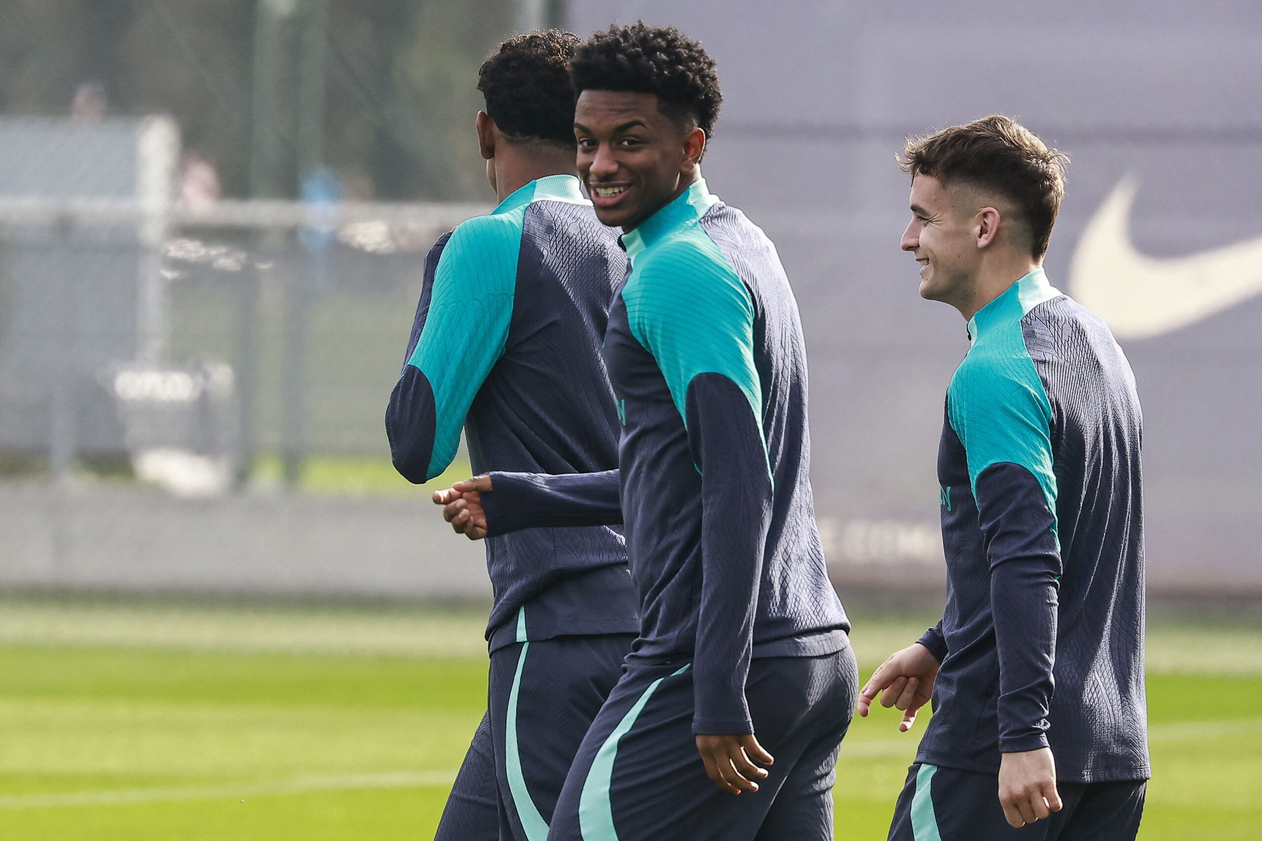 Barcelona's Spanish defender #03 Alejandro Balde arrives for a training session in Barcelona on November 27, 2023, on the eve of the UEFA Champions League 1st round group H football match against FC Porto.