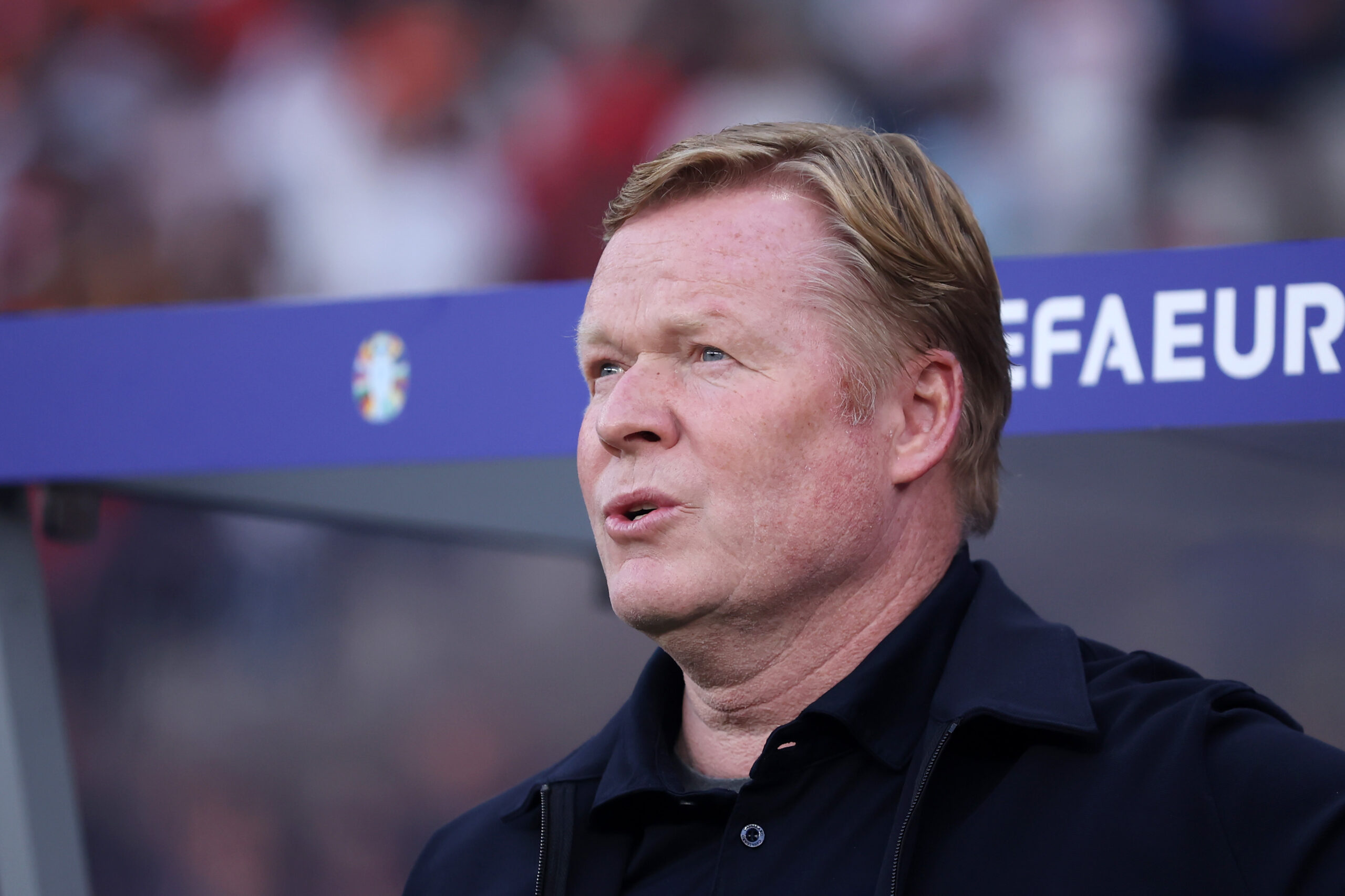 BERLIN, GERMANY - JULY 06: Ronald Koeman, Head Coach of the Netherlands, looks on during the UEFA EURO 2024 quarter-final match between Netherlands and Türkiye at Olympiastadion on July 06, 2024 in Berlin, Germany.