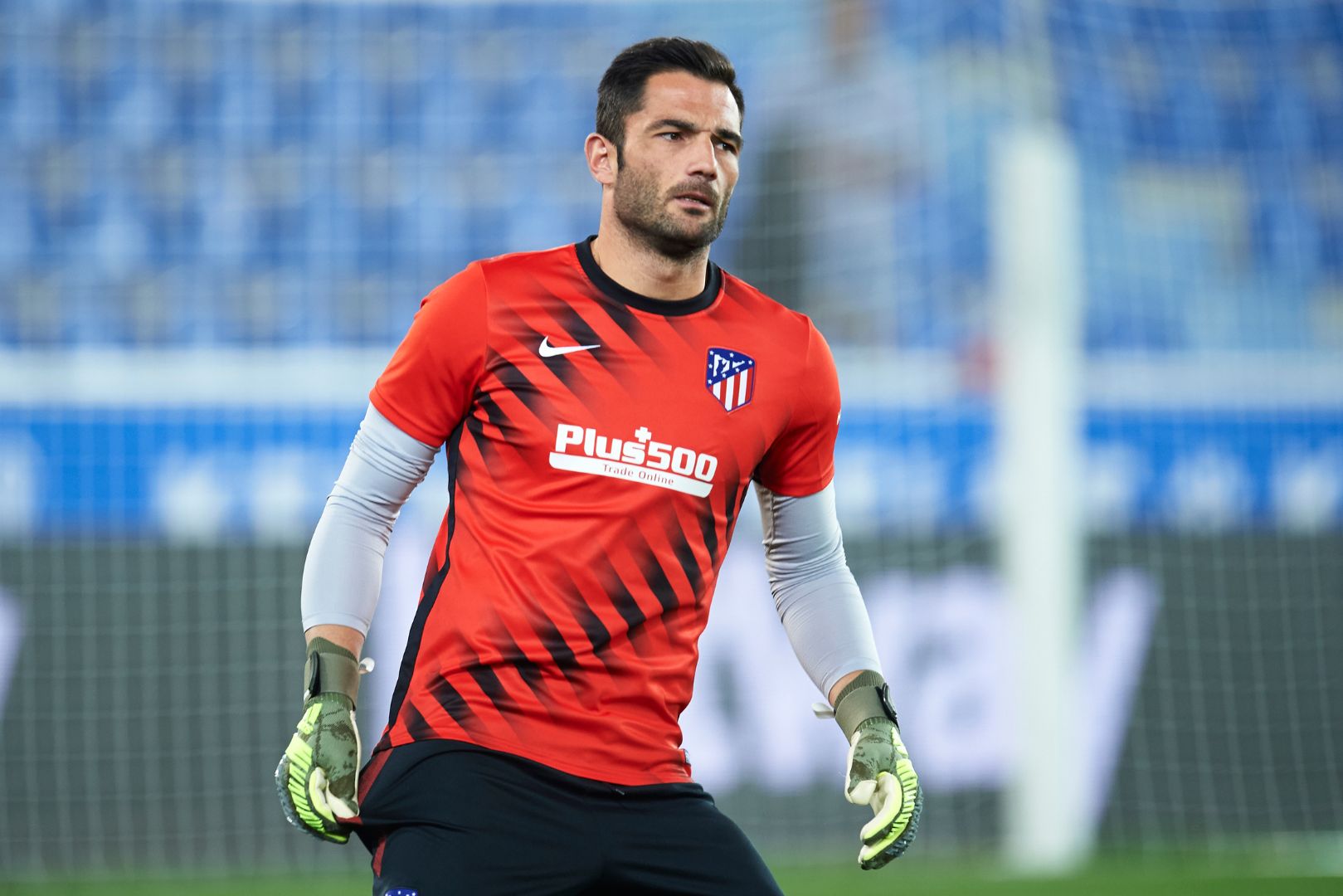 VITORIA-GASTEIZ, SPAIN - OCTOBER 29: Antonio Adan of Club Atletico de Madrid looks on during the Liga match between Deportivo Alaves and Club Atletico de Madrid at Estadio de Mendizorroza on October 29, 2019 in Vitoria-Gasteiz, Spain.