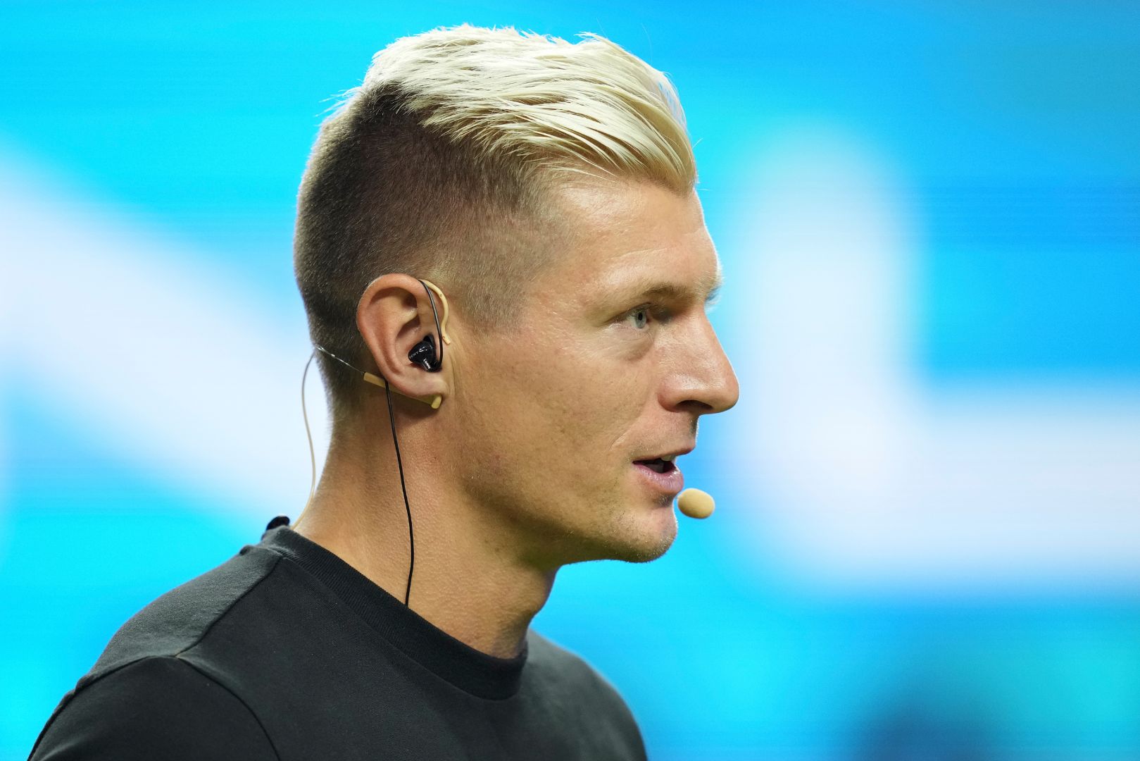 COLOGNE, GERMANY - SEPTEMBER 01: Toni Kroos, German former football player, looks on during the first matchday of the Icon League at Lanxess Arena on September 01, 2024 in Cologne, Germany.
