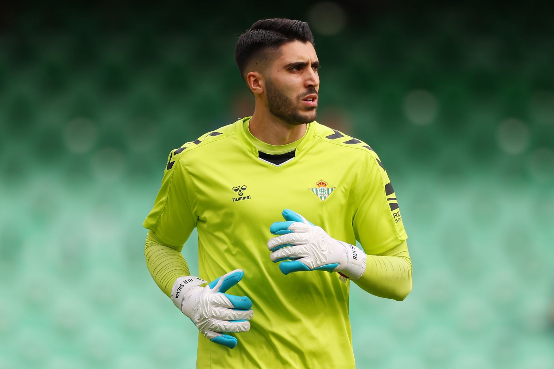 SEVILLE, SPAIN - OCTOBER 23: Rui Silva of Real Betis looks on prior to the LaLiga Santander match between Real Betis and Atletico de Madrid at Estadio Benito Villamarin on October 23, 2022 in Seville, Spain.