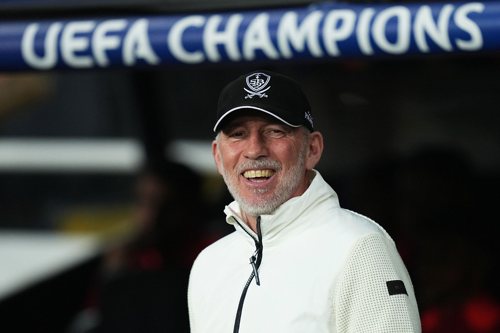 BARCELONA, SPAIN - NOVEMBER 26: Eric Roy, Head Coach of Stade Brestois 29 smiles prior to the UEFA Champions League 2024/25 League Phase MD5 match between FC Barcelona and Stade Brestois 29 at Estadi Olimpic Lluis Companys on November 26, 2024 in Barcelona, Spain.